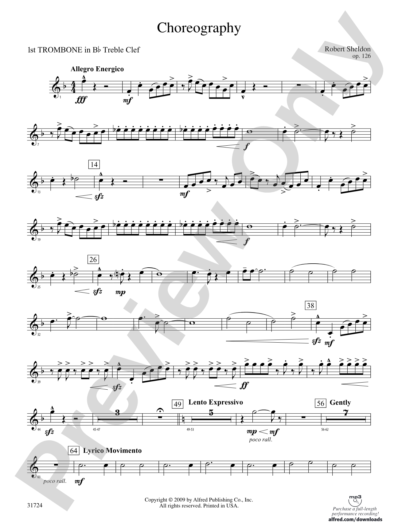 Choreography: (wp) 1st B-flat Trombone T.C.