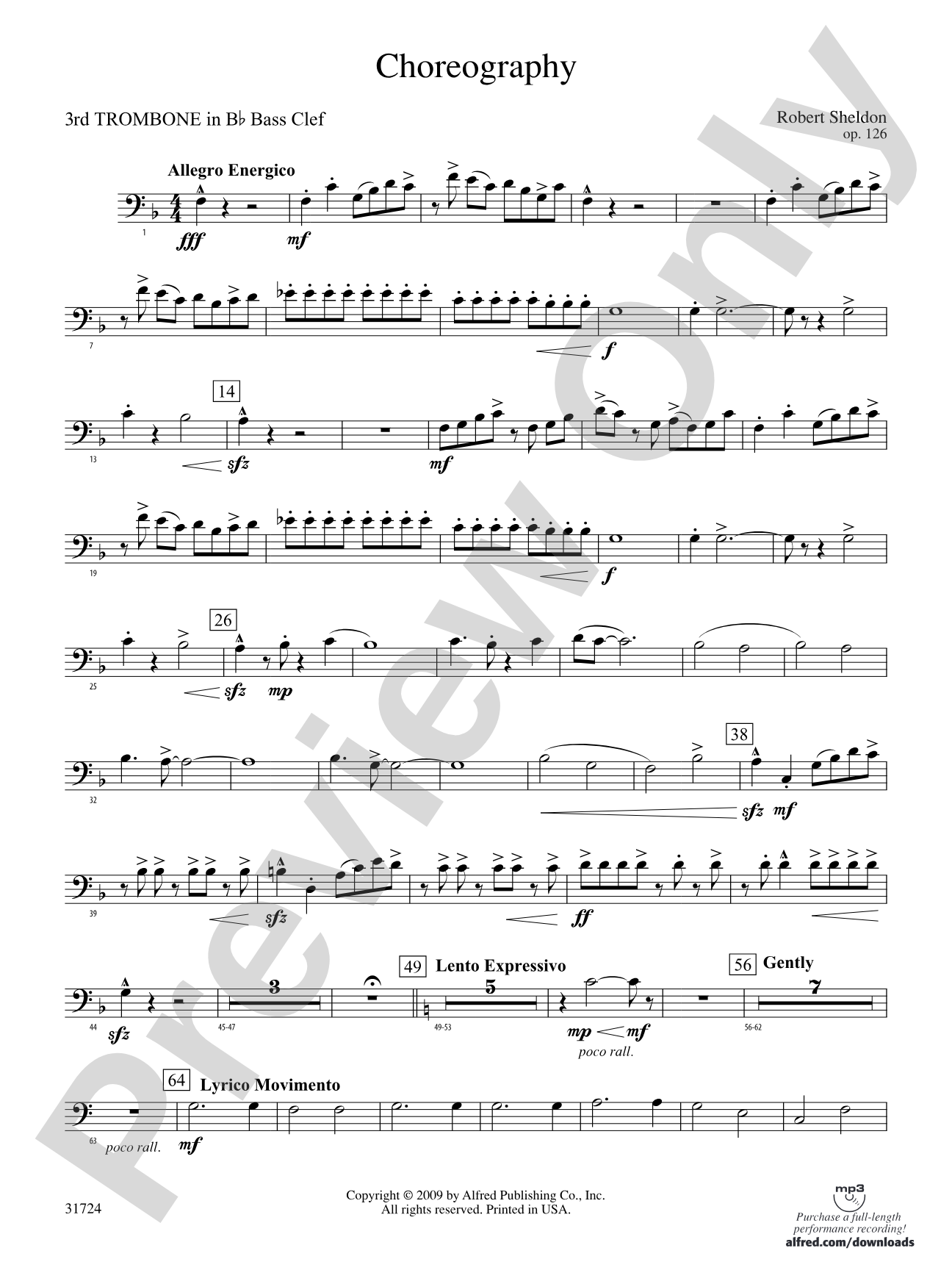 Choreography: (wp) 3rd B-flat Trombone B.C.