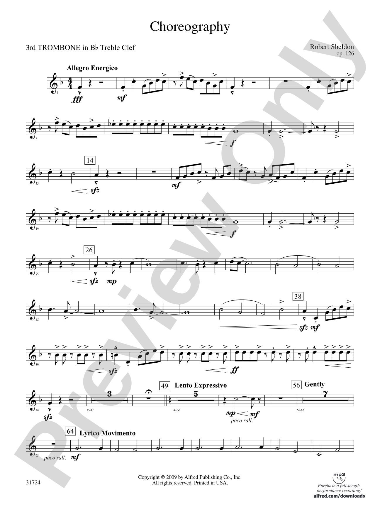 Choreography: (wp) 3rd B-flat Trombone T.C.