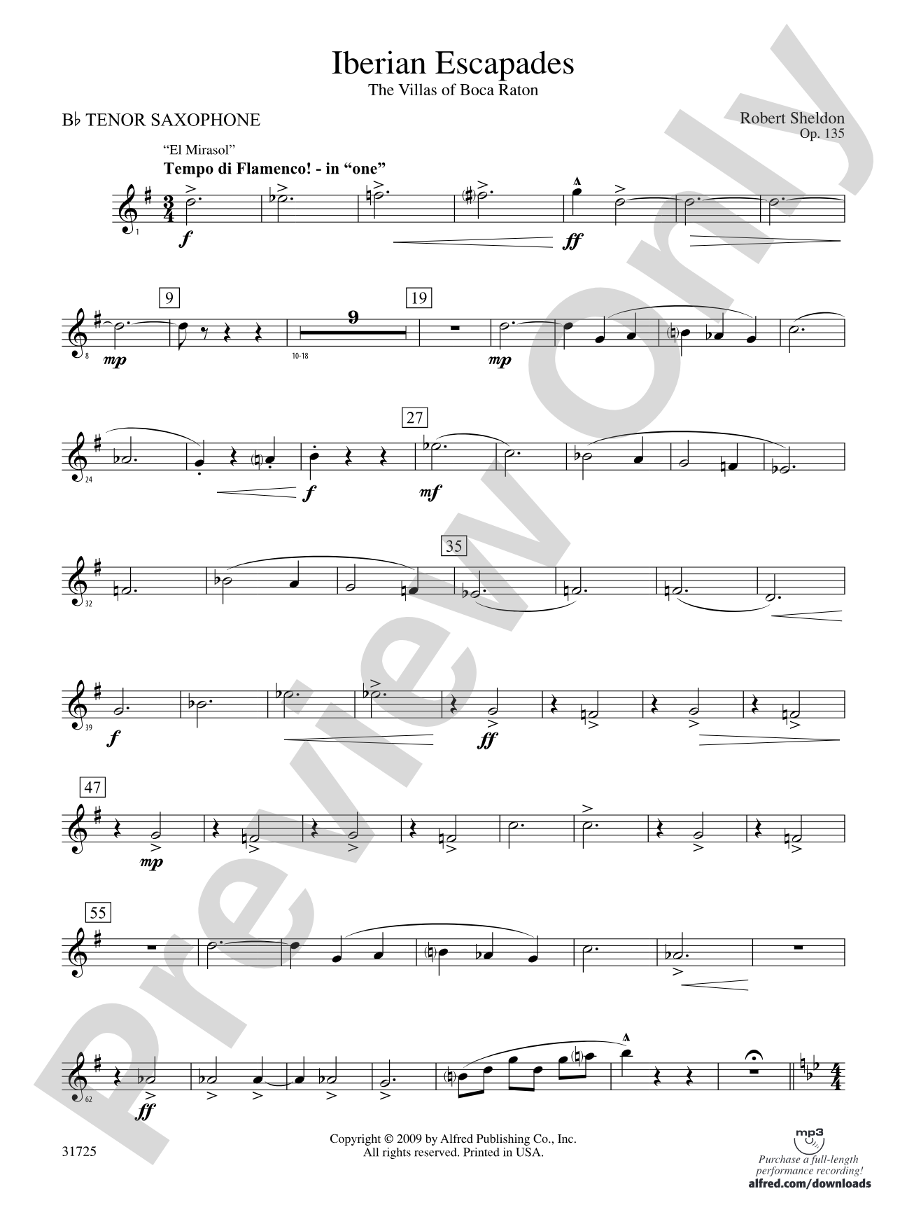 Iberian Escapades: B-flat Tenor Saxophone