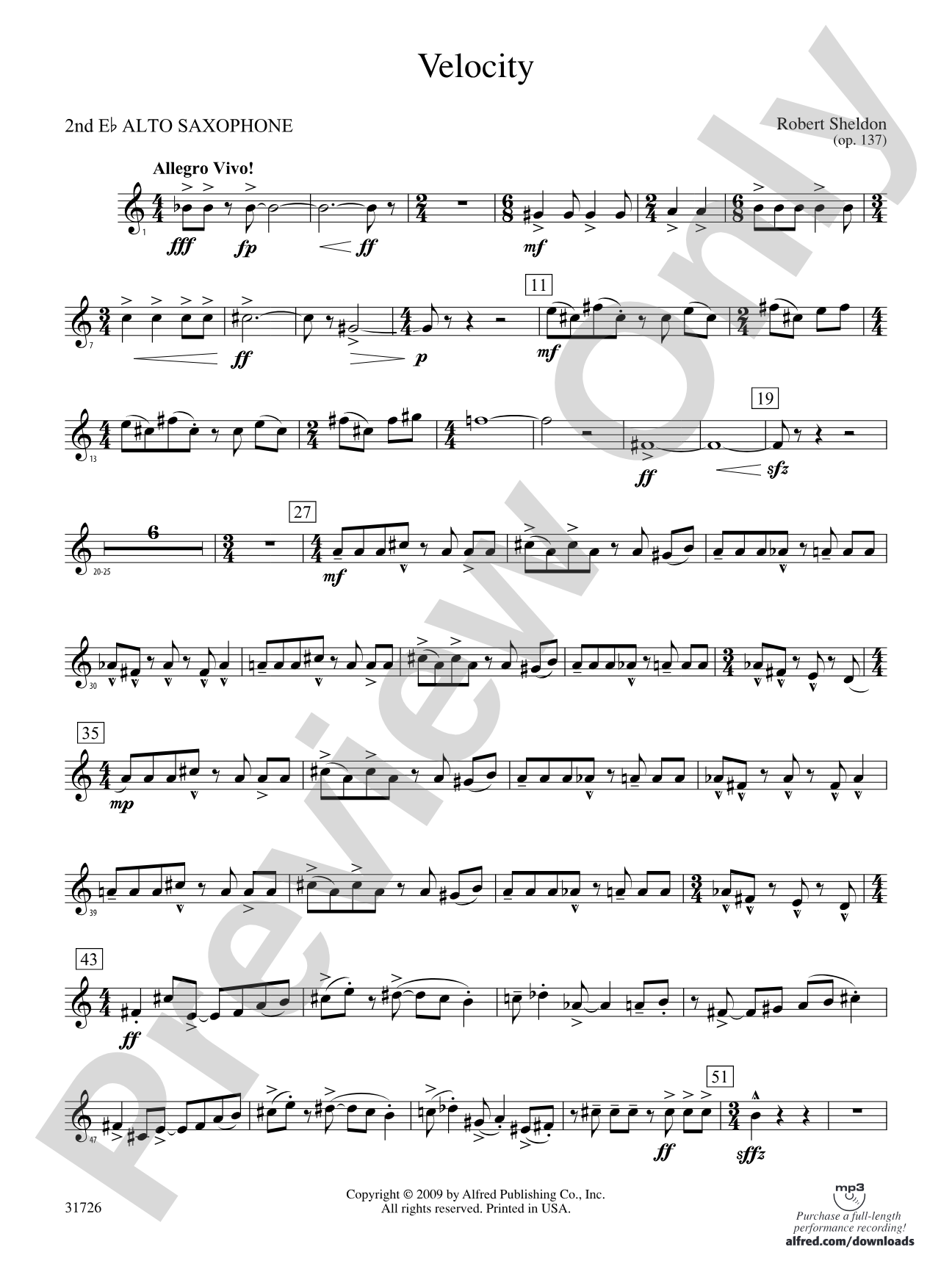 Velocity: 2nd E-flat Alto Saxophone