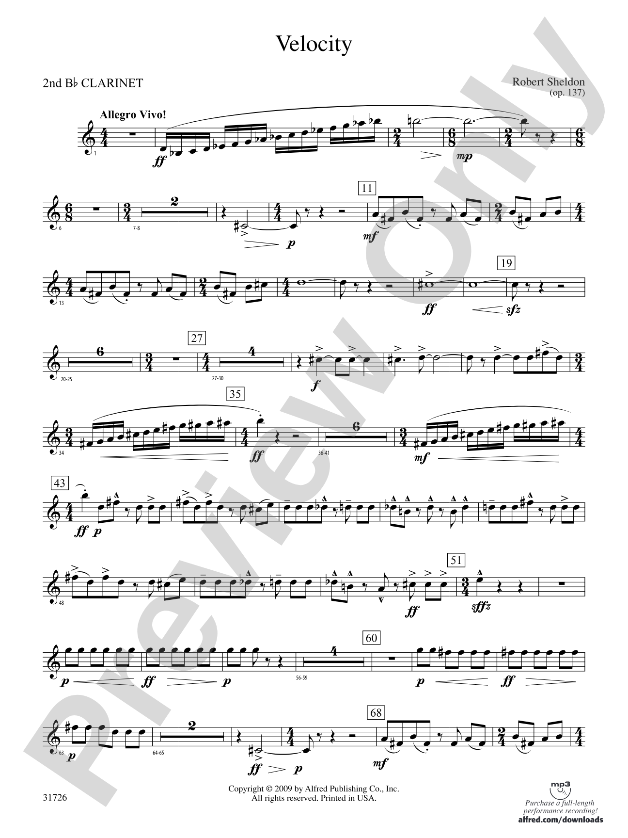 Velocity: 2nd B-flat Clarinet