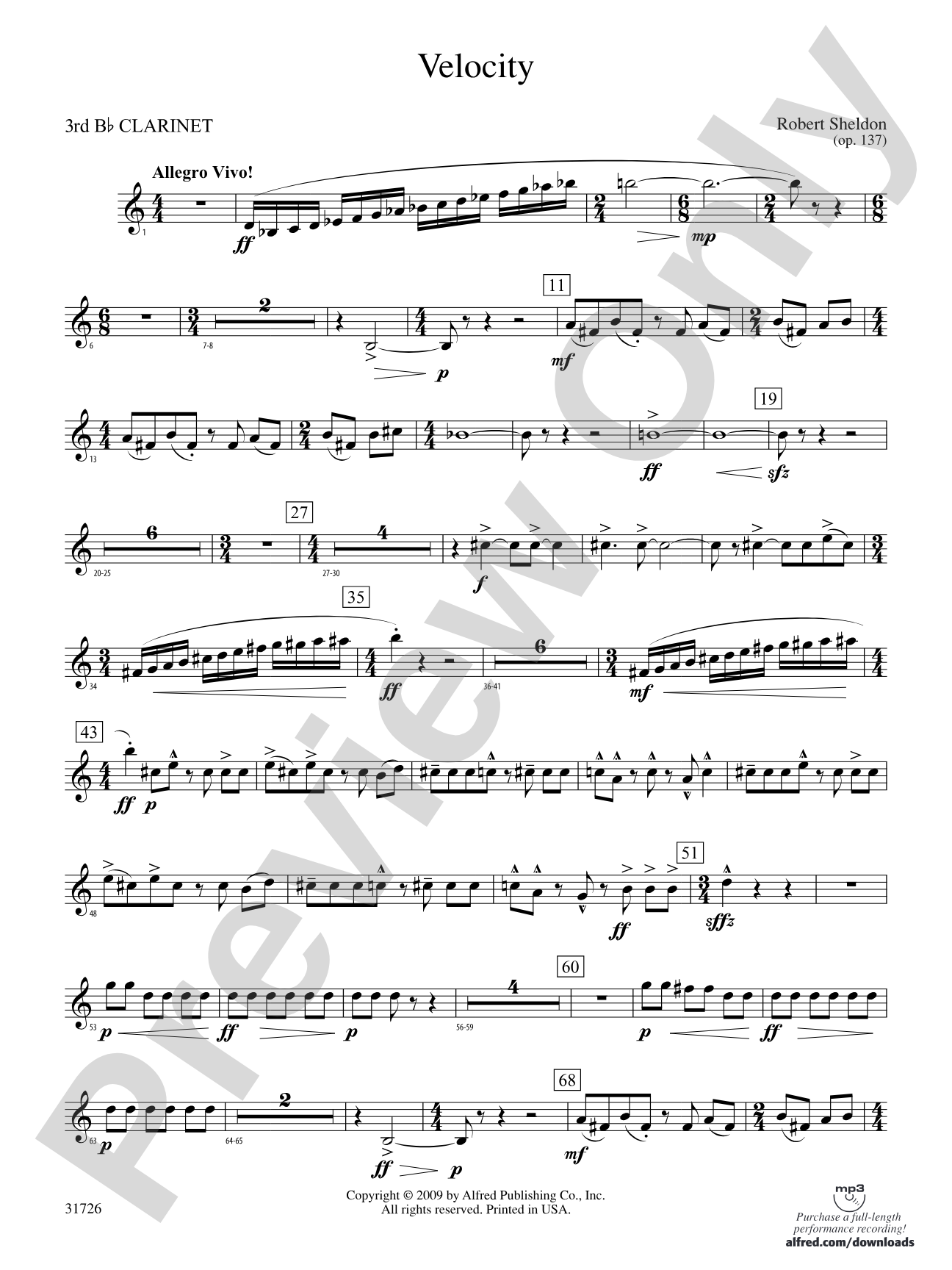 Velocity: 3rd B-flat Clarinet