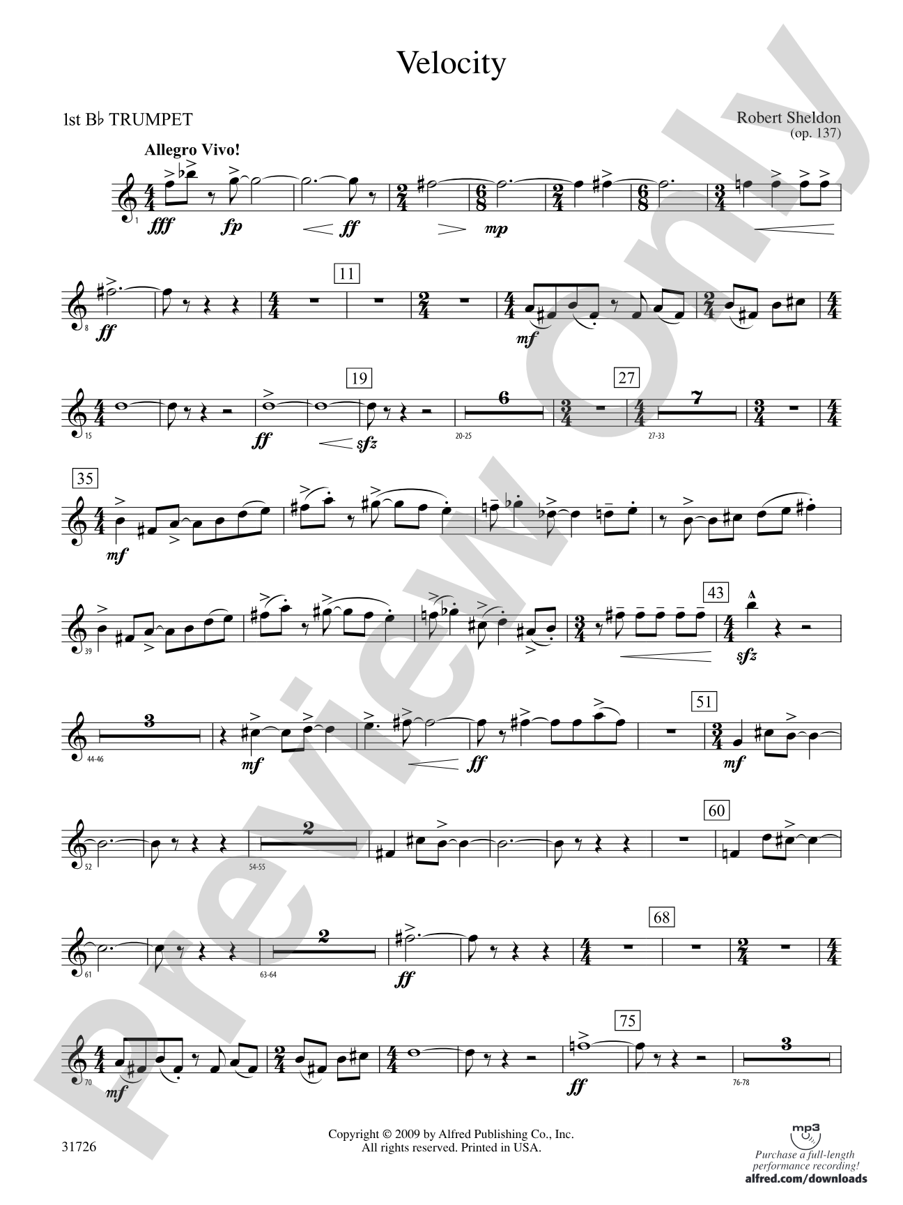 Velocity: 1st B-flat Trumpet