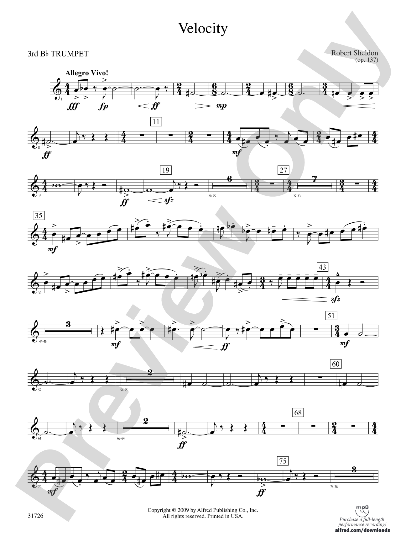 Velocity: 3rd B-flat Trumpet