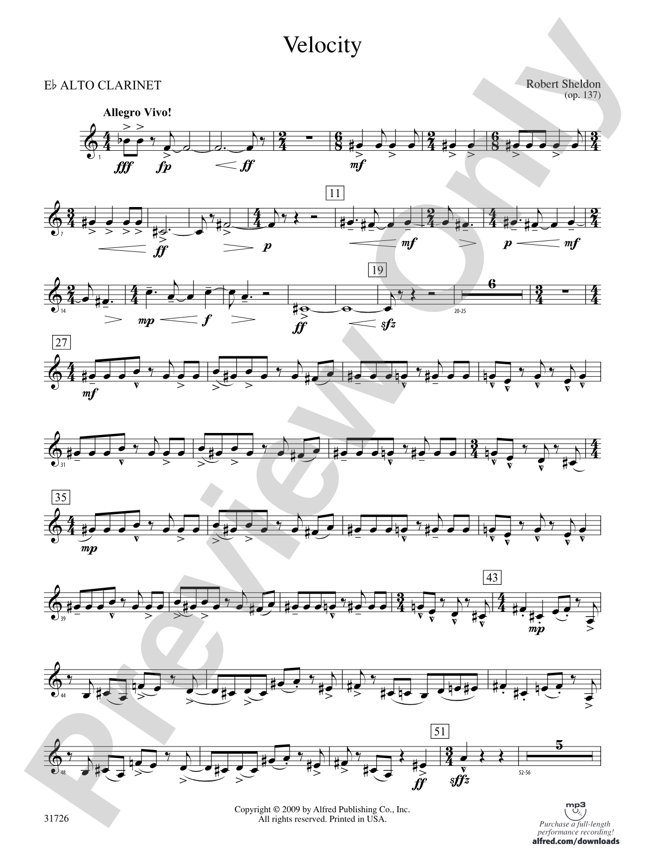 Velocity: (wp) E-flat Alto Clarinet
