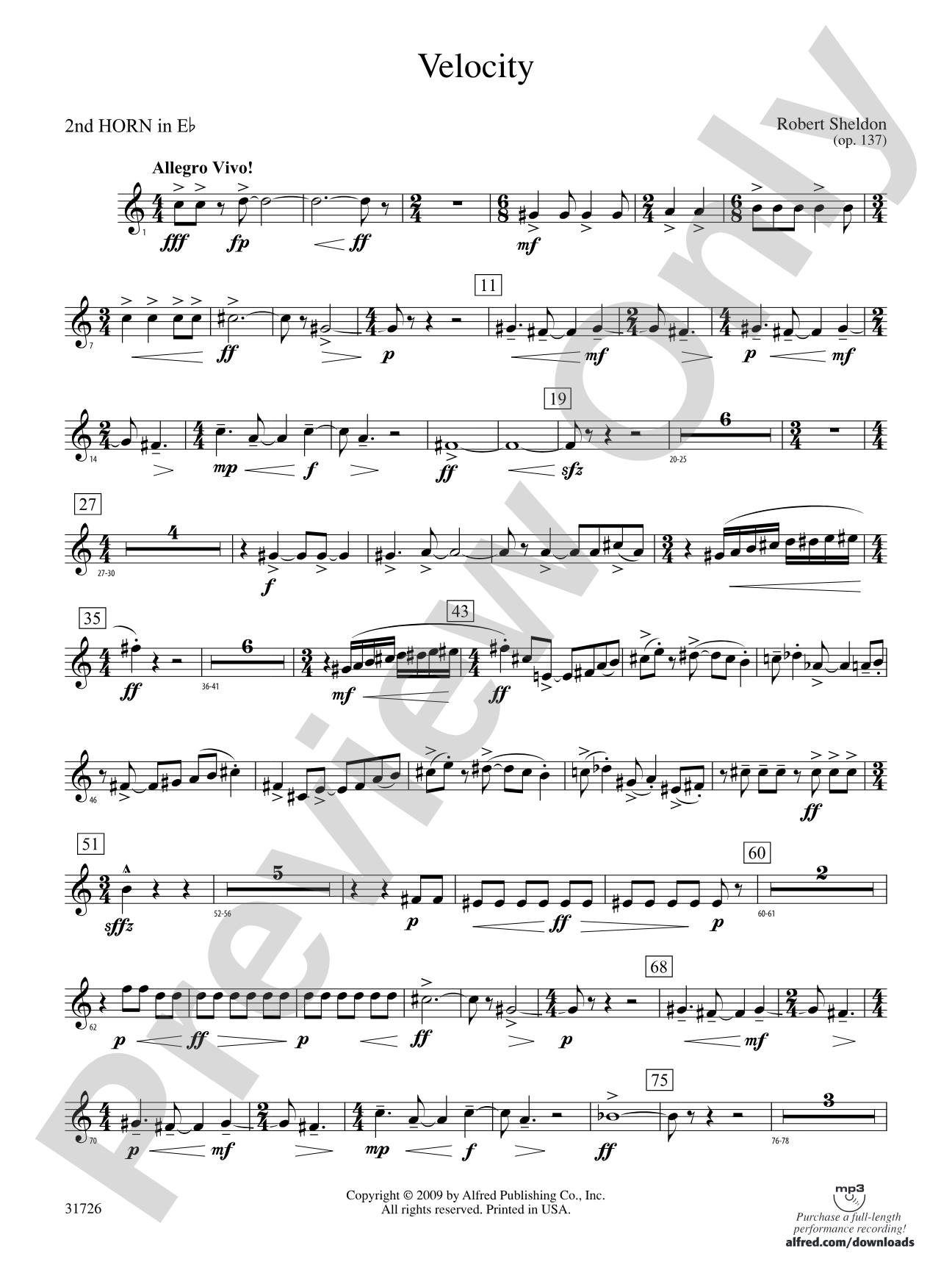 Velocity: (wp) 2nd Horn in E-flat