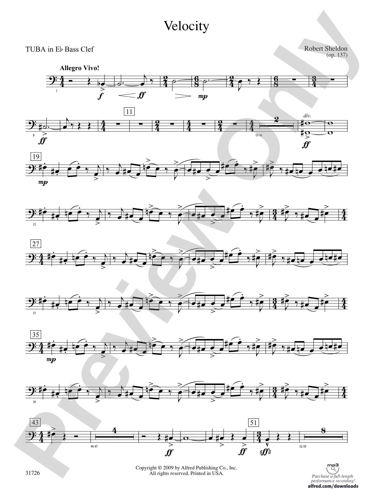 Velocity: (wp) E-flat Tuba B.C.