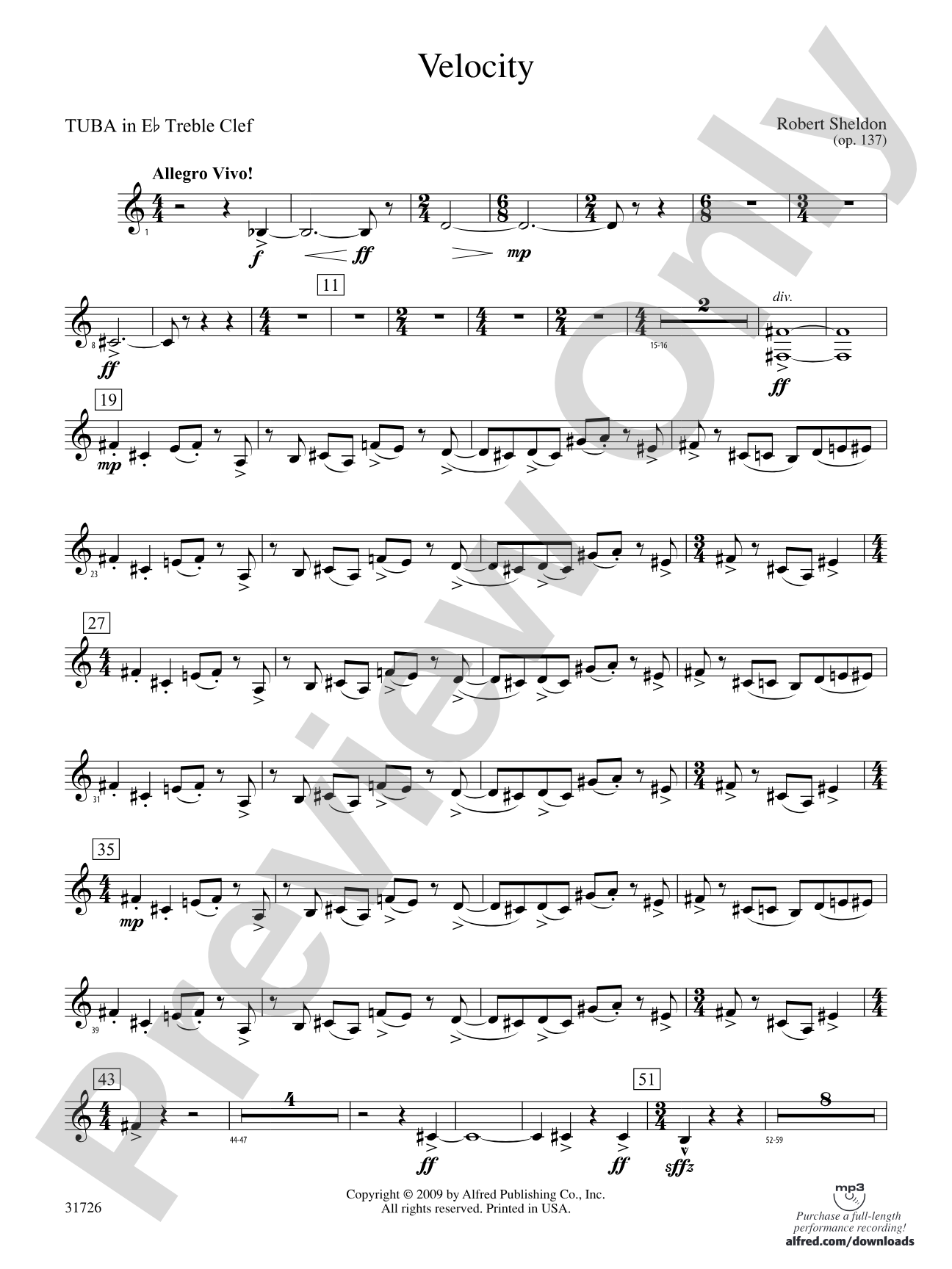 Velocity: (wp) E-flat Tuba T.C.