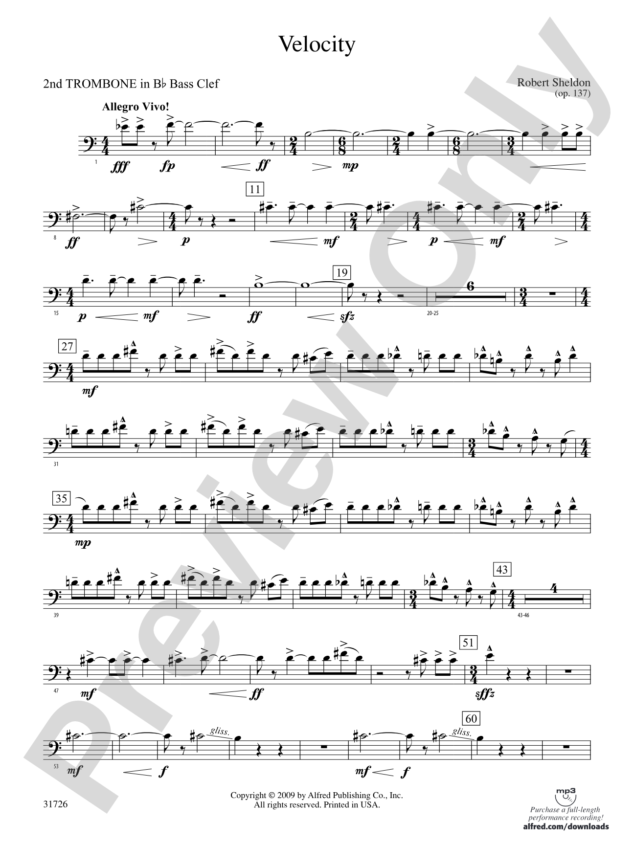 Velocity: (wp) 2nd B-flat Trombone B.C.