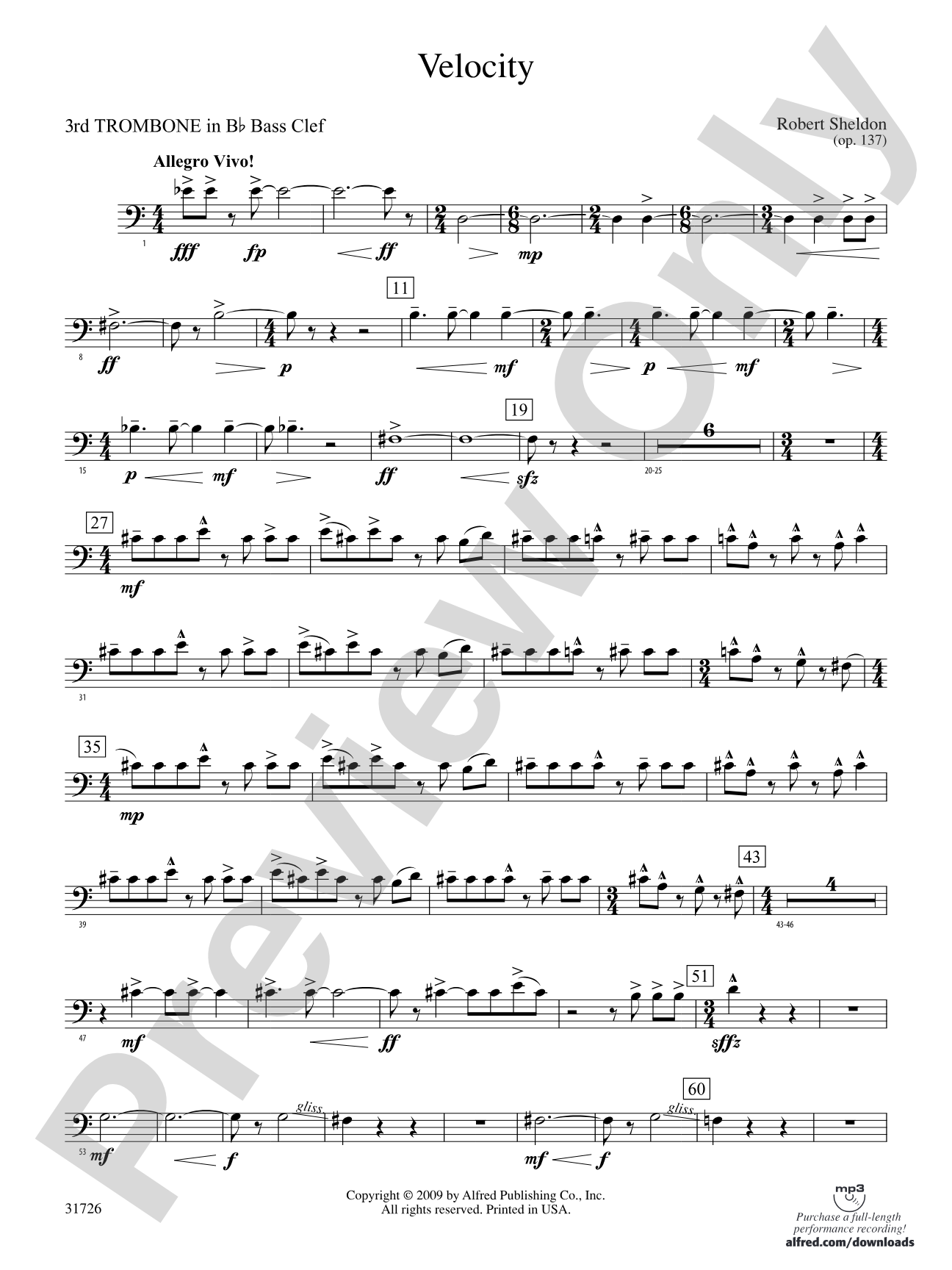 Velocity: (wp) 3rd B-flat Trombone B.C.