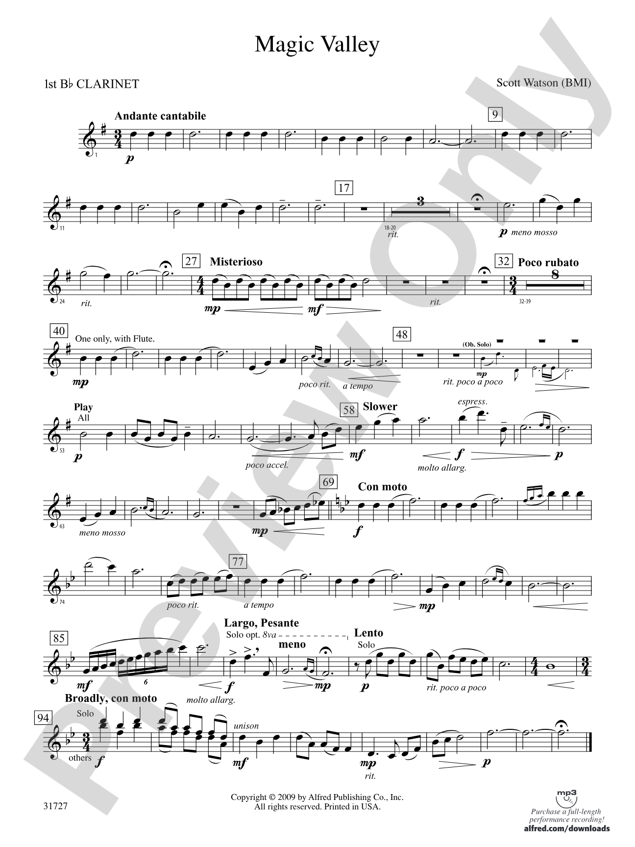Magic Valley: 1st B-flat Clarinet