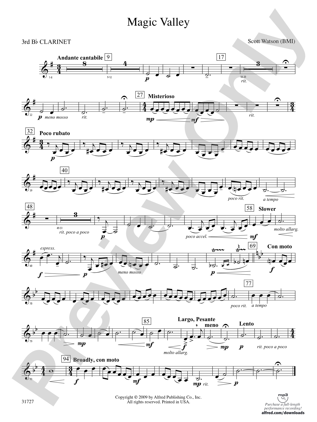 Magic Valley: 3rd B-flat Clarinet