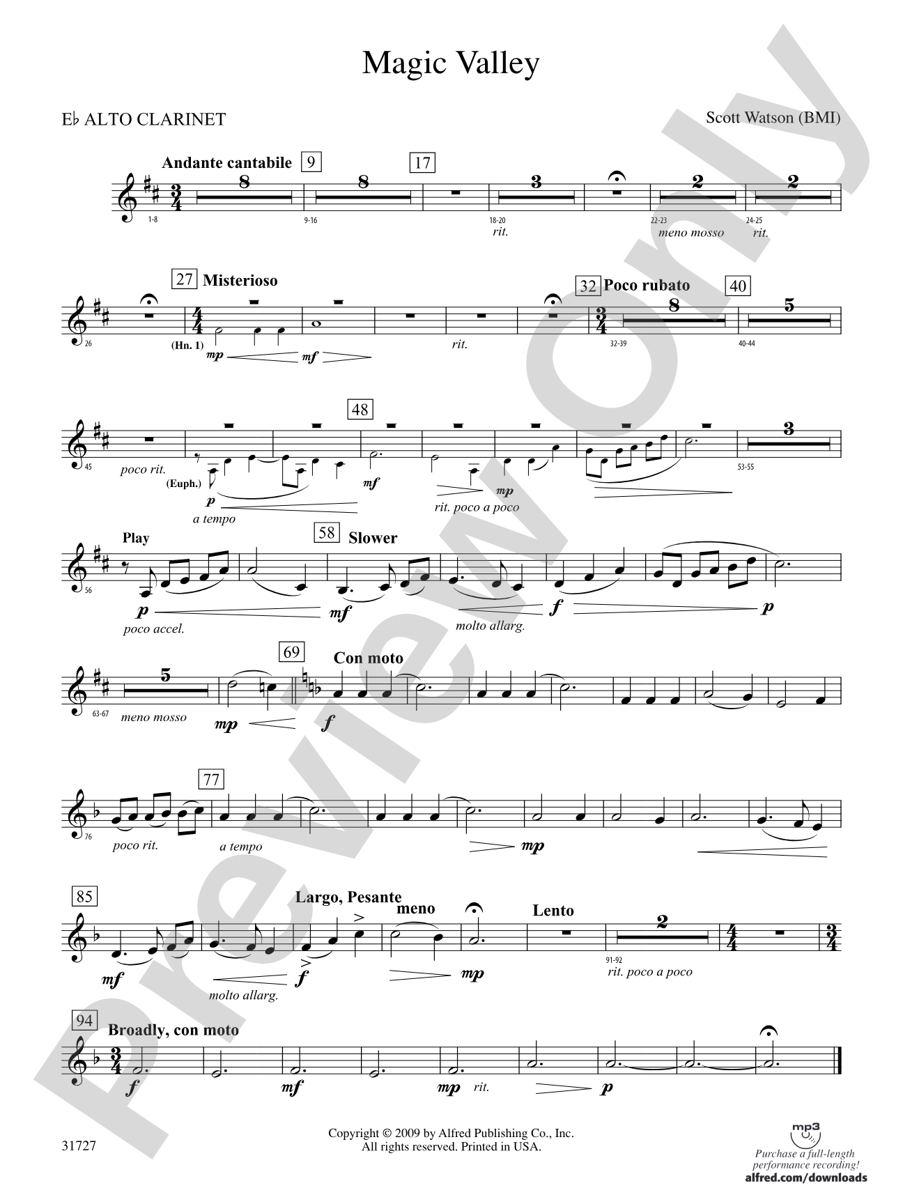 Magic Valley: (wp) E-flat Alto Clarinet
