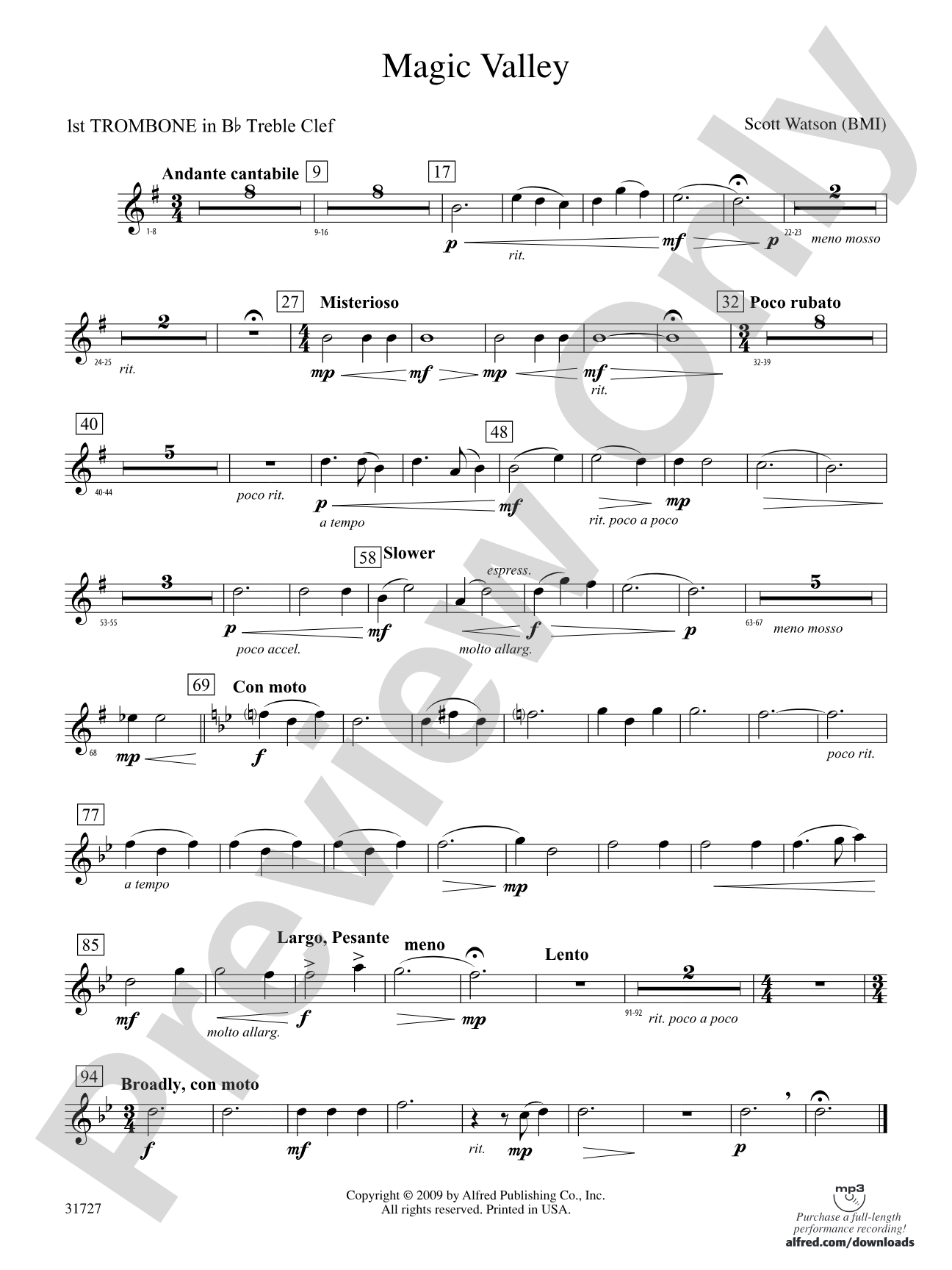 Magic Valley: (wp) 1st B-flat Trombone T.C.