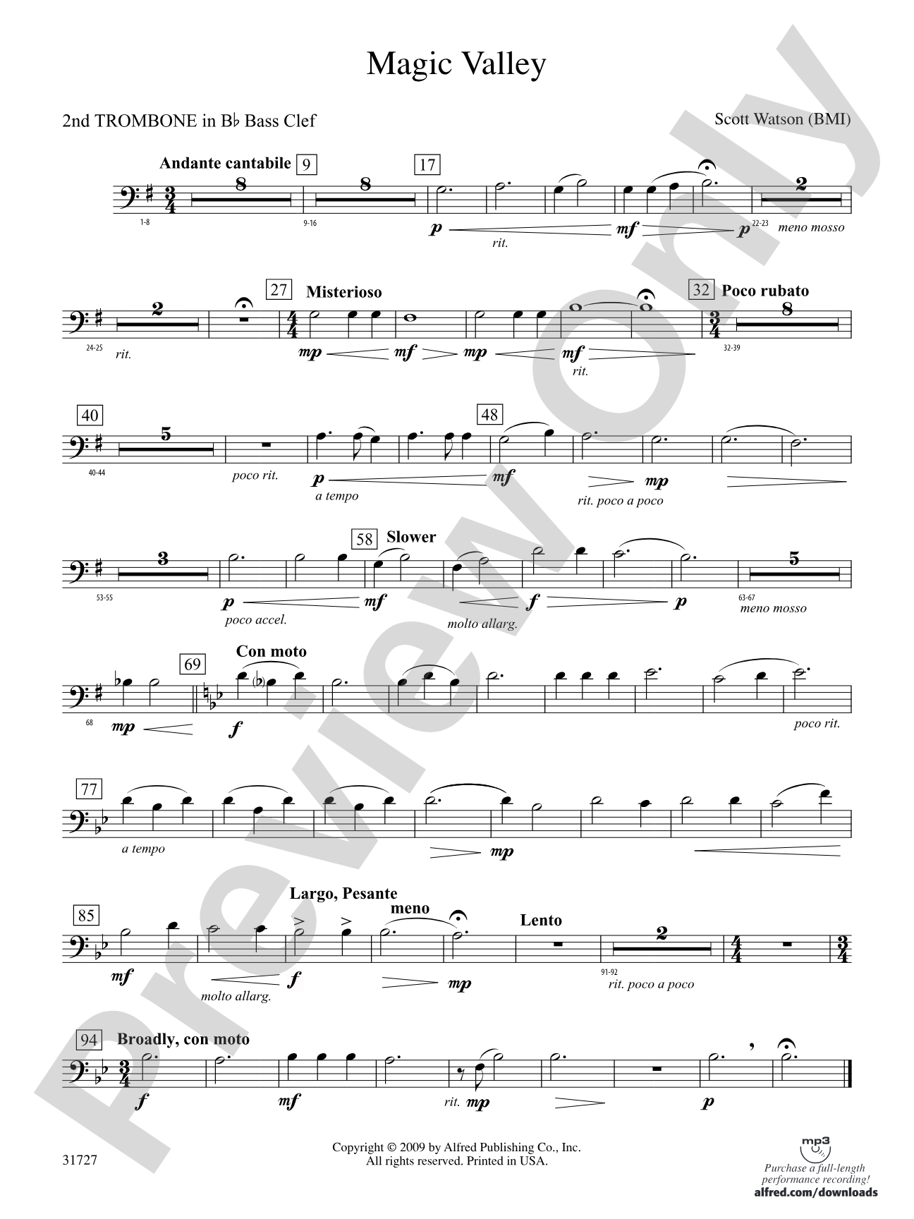 Magic Valley: (wp) 2nd B-flat Trombone B.C.