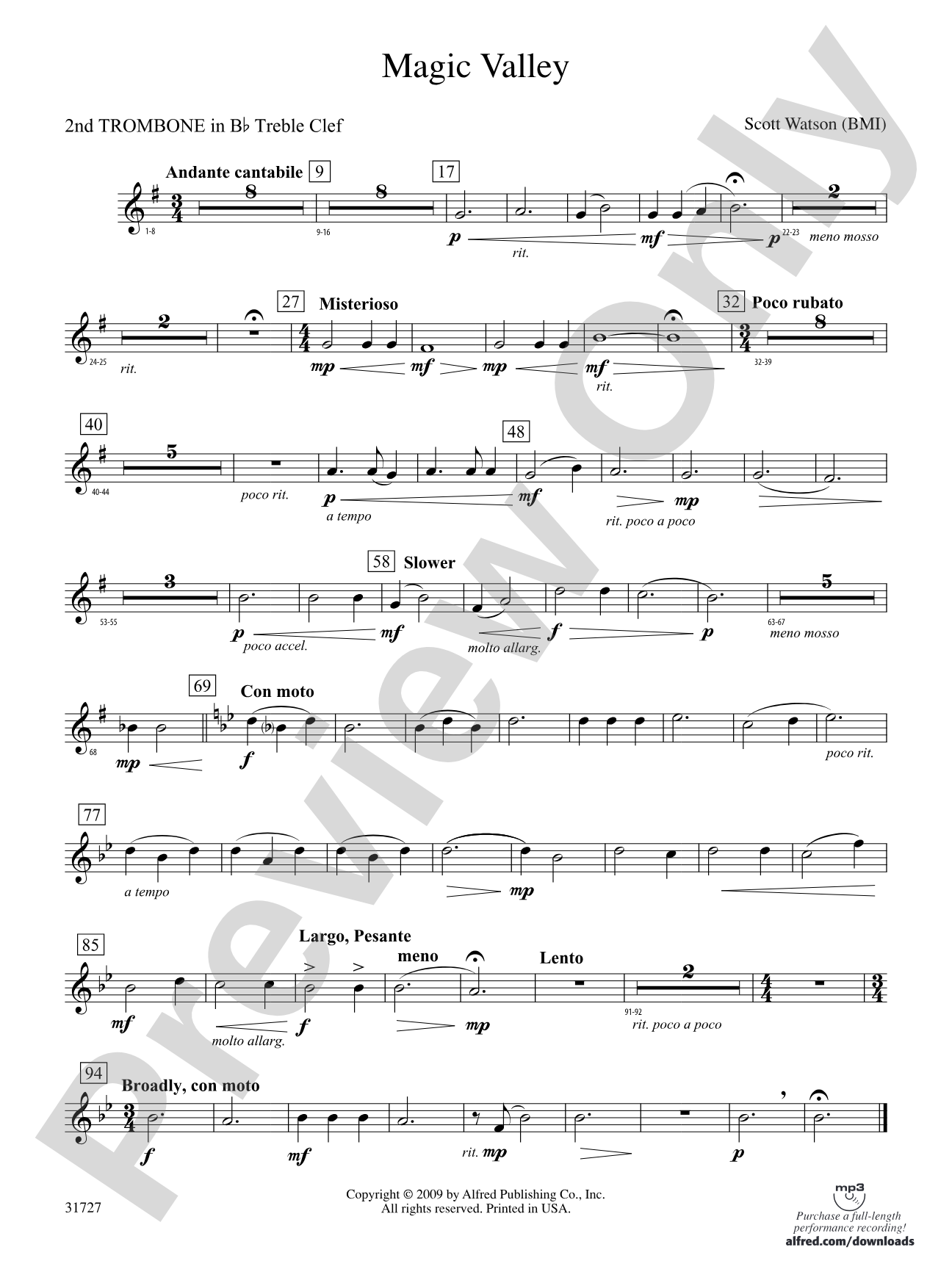 Magic Valley: (wp) 2nd B-flat Trombone T.C.