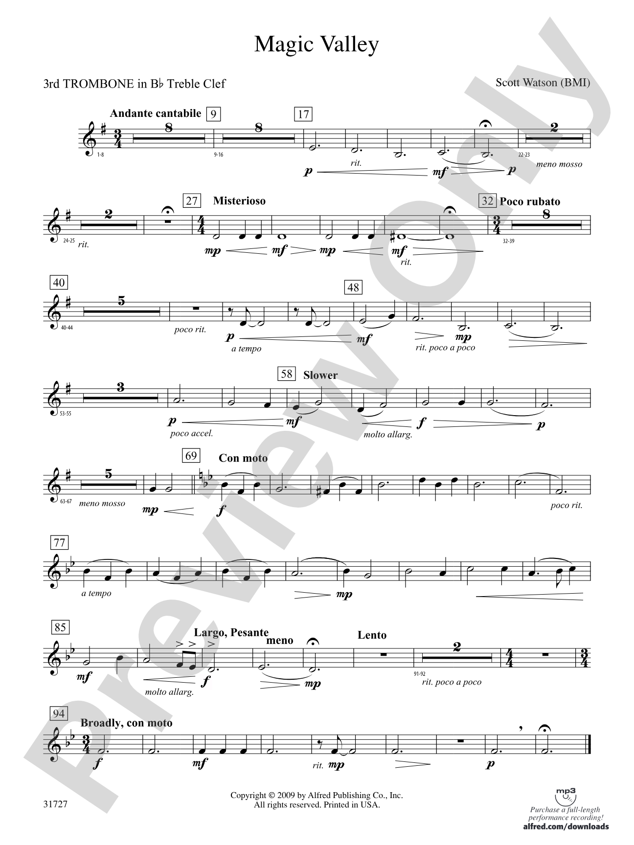 Magic Valley: (wp) 3rd B-flat Trombone T.C.
