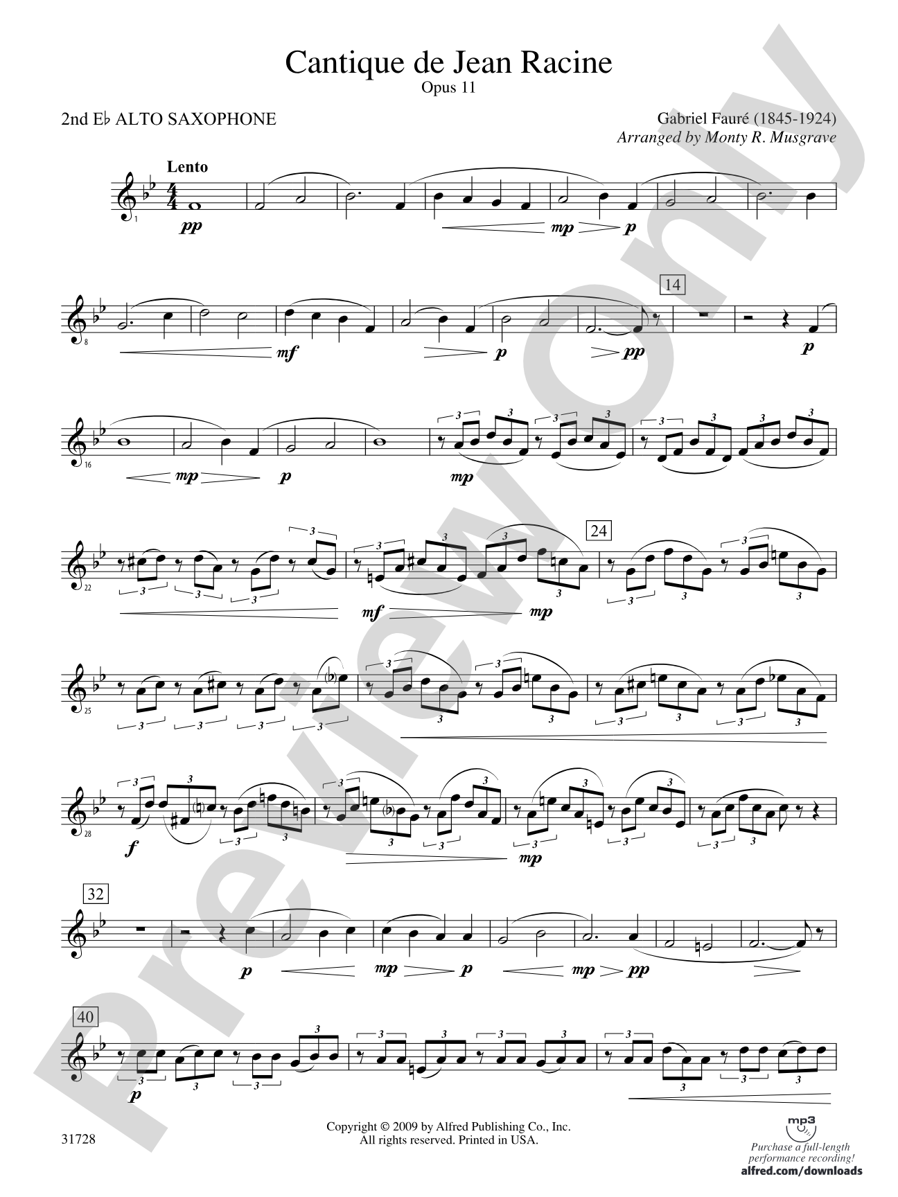 Cantique de Jean Racine: 2nd E-flat Alto Saxophone