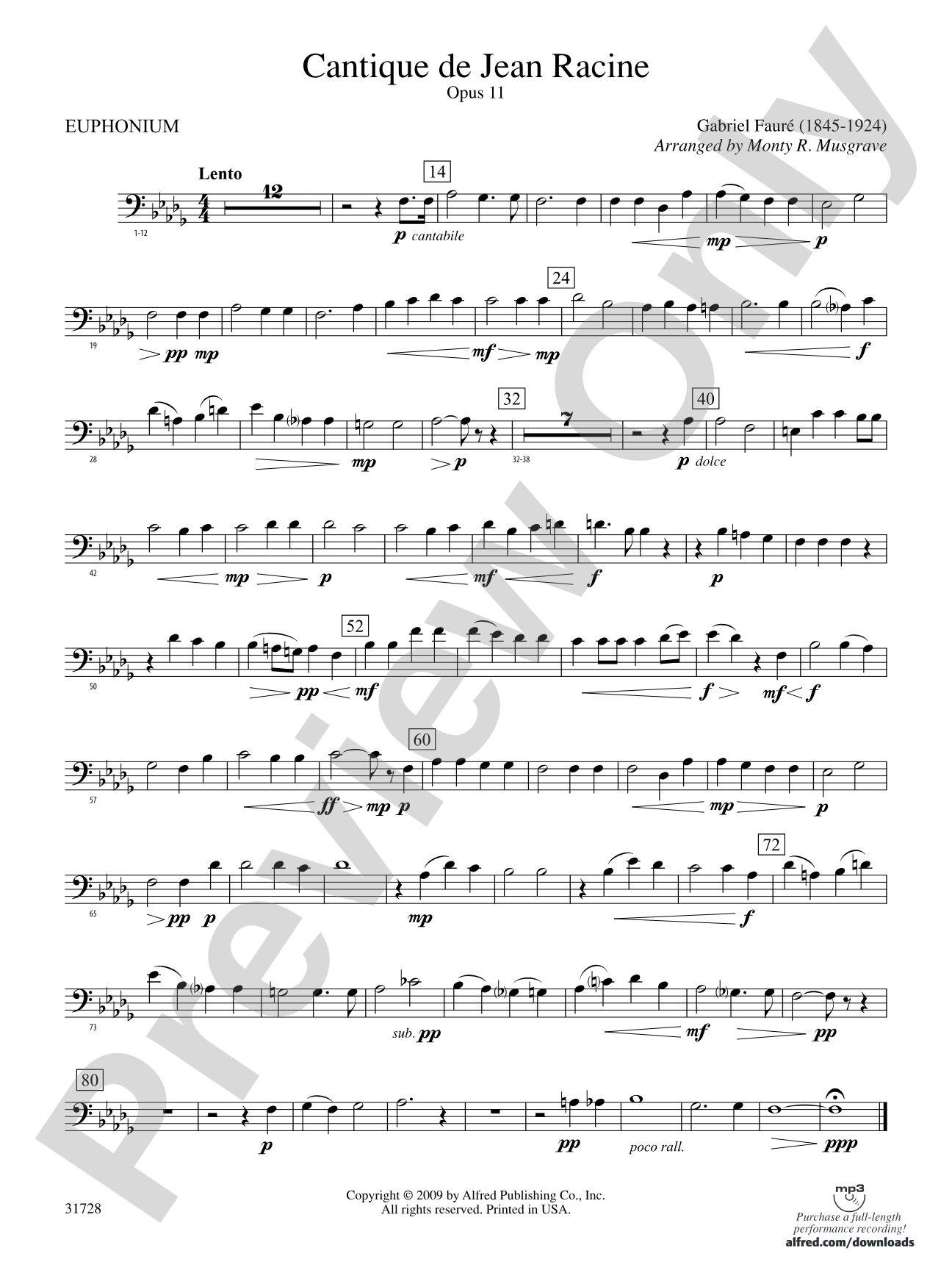 Cantique de Jean Racine: Baritone B.C.