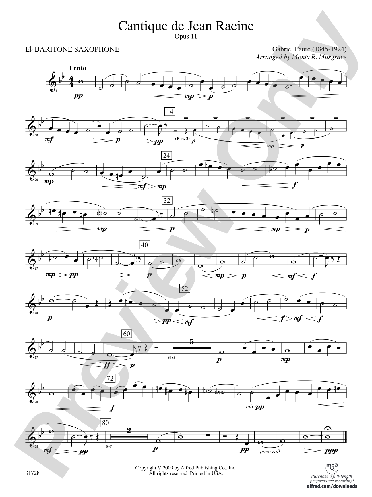 Cantique de Jean Racine: E-flat Baritone Saxophone