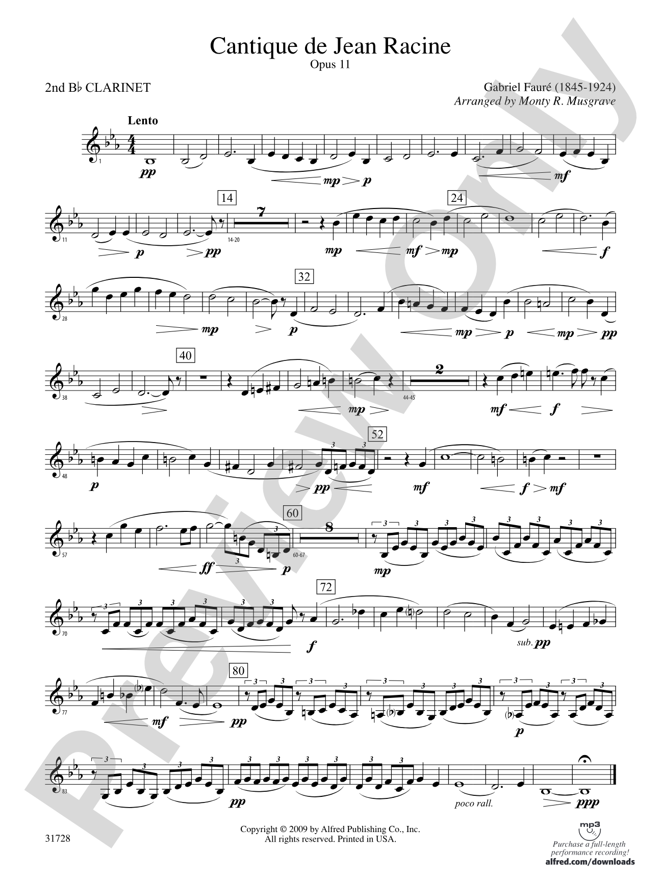 Cantique de Jean Racine: 2nd B-flat Clarinet