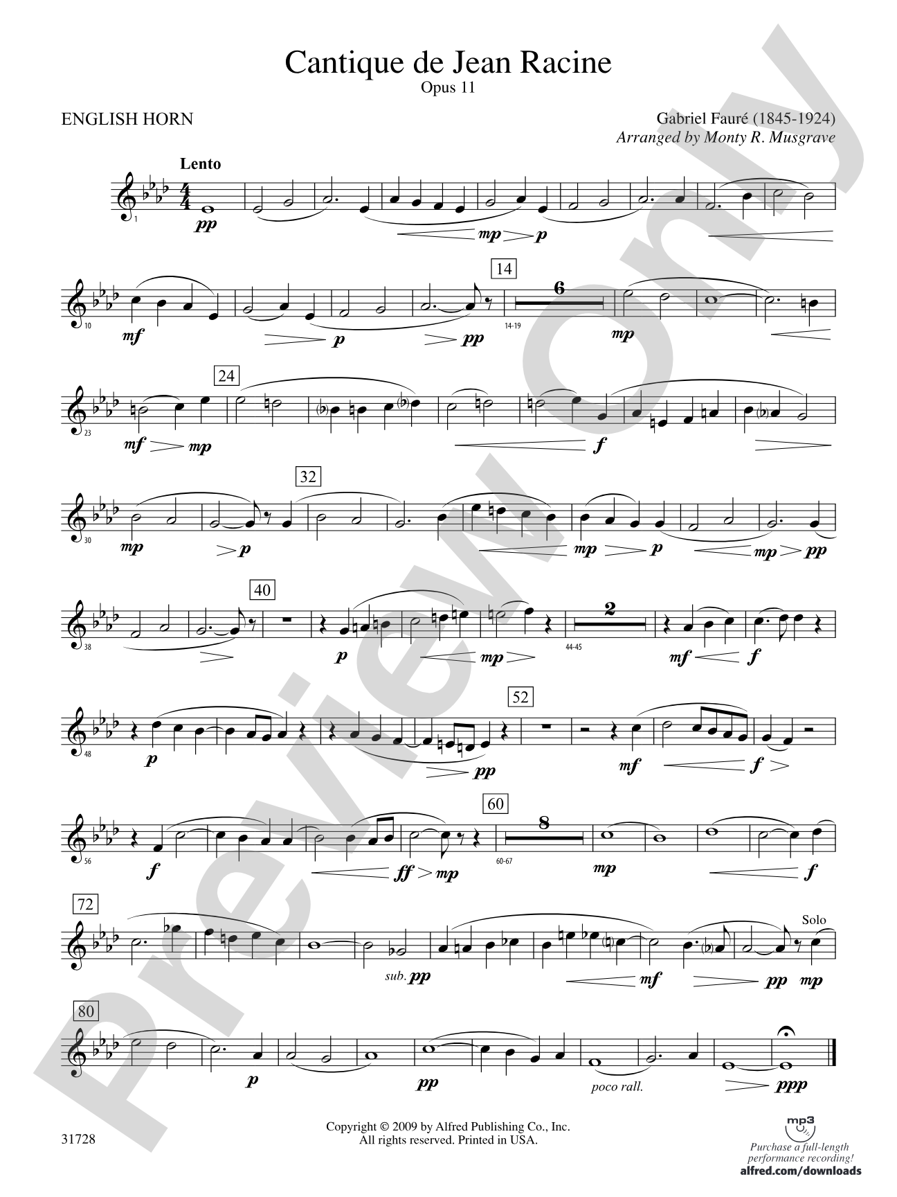 Cantique de Jean Racine: English Horn
