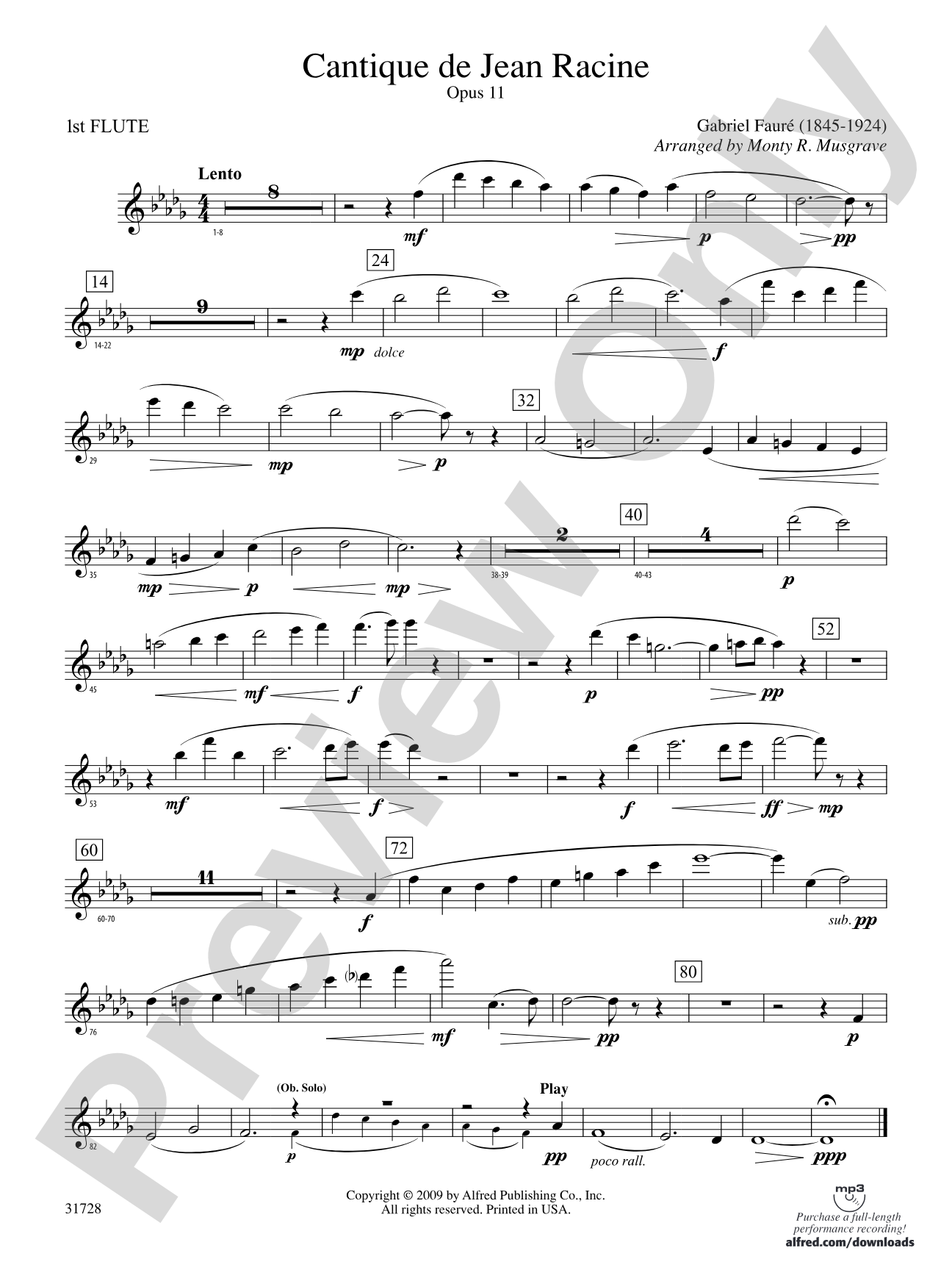 Cantique de Jean Racine: Flute