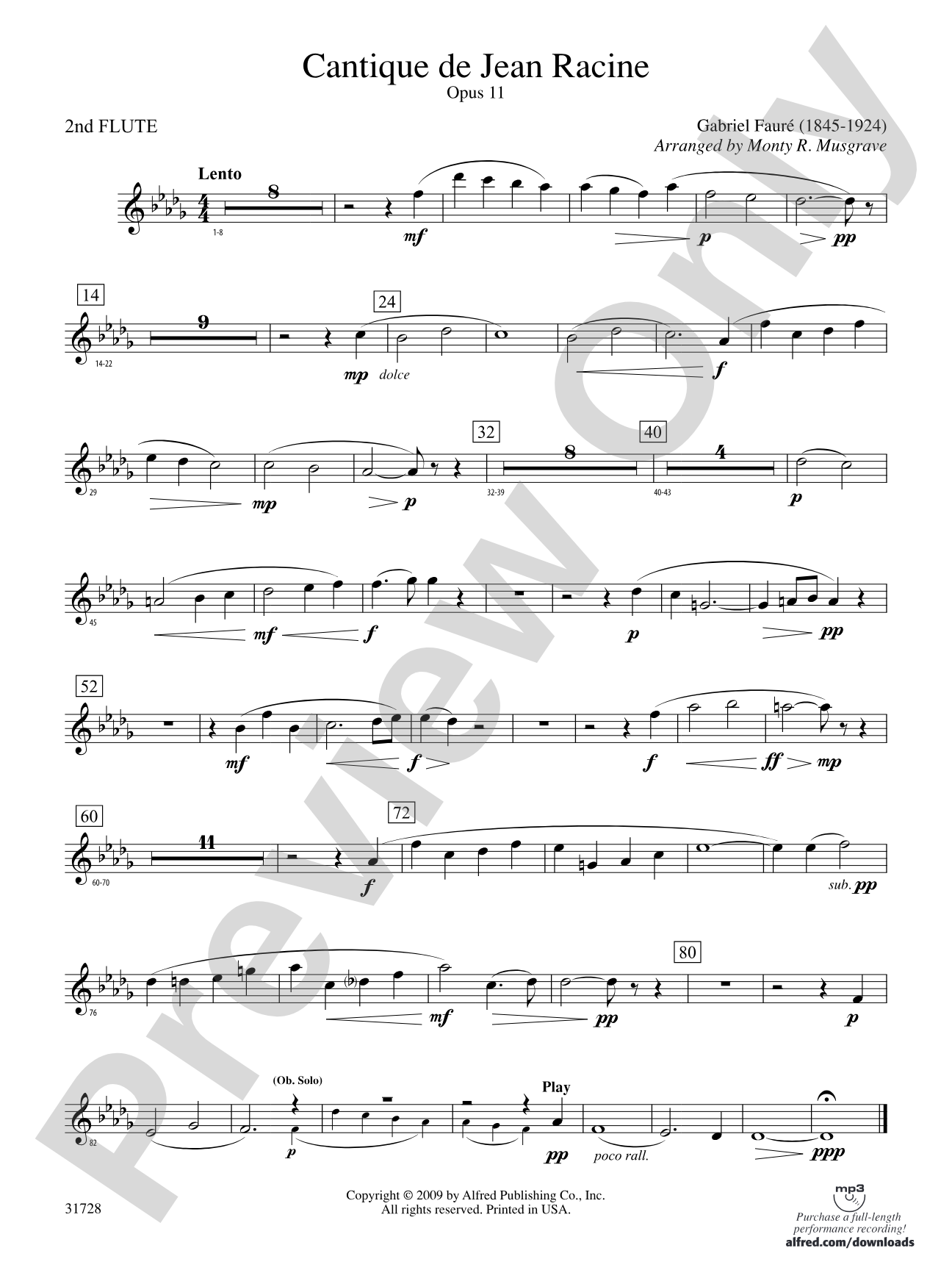 Cantique de Jean Racine: 2nd Flute