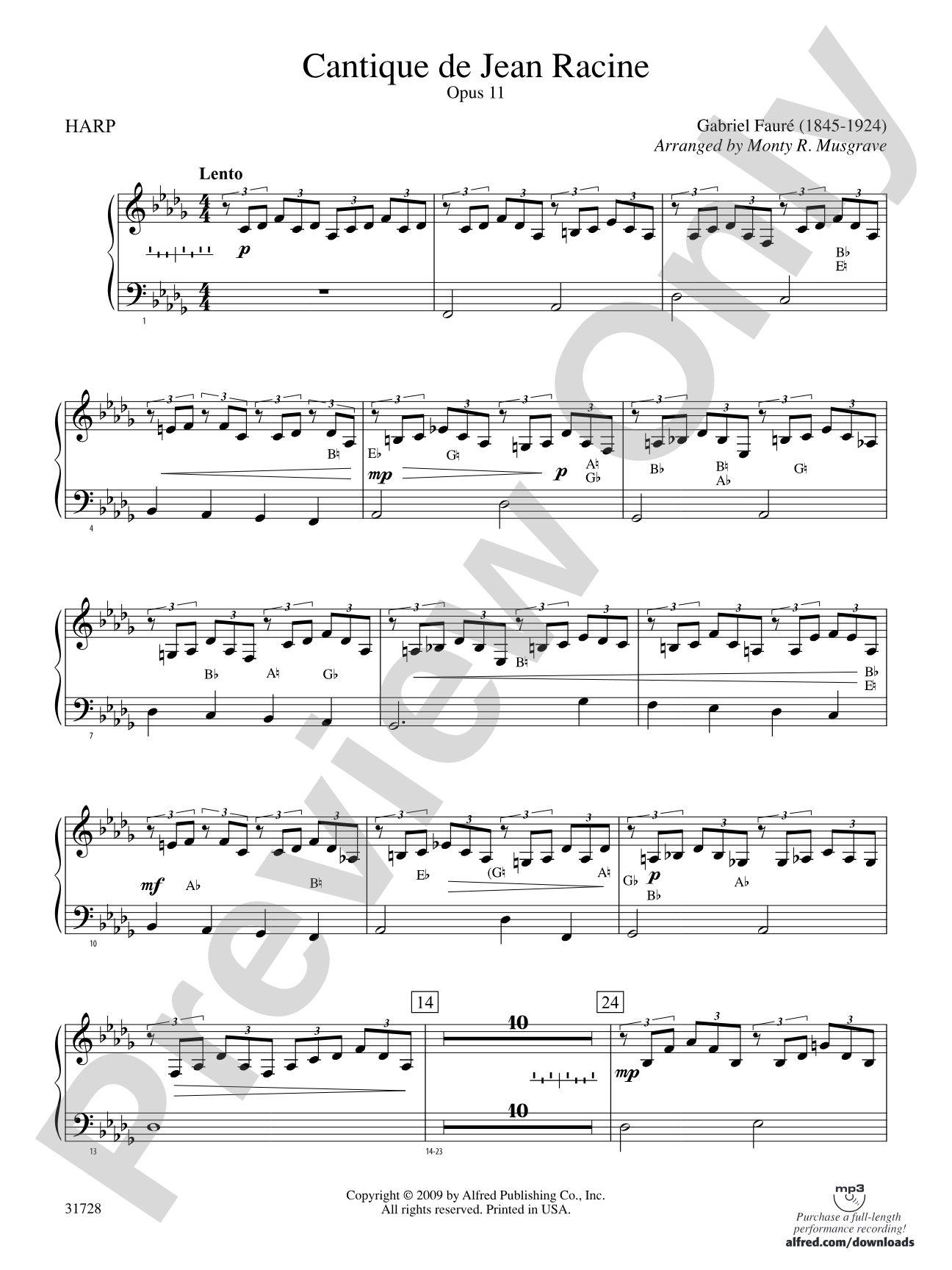 Cantique de Jean Racine: Harp