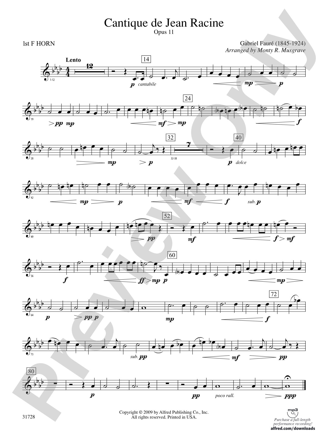 Cantique de Jean Racine: 1st F Horn
