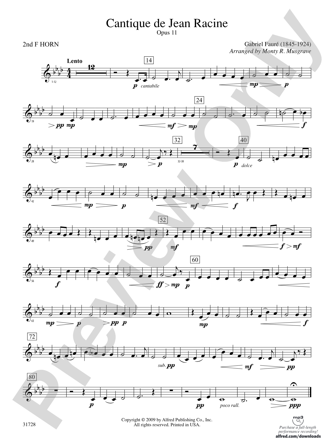 Cantique de Jean Racine: 2nd F Horn