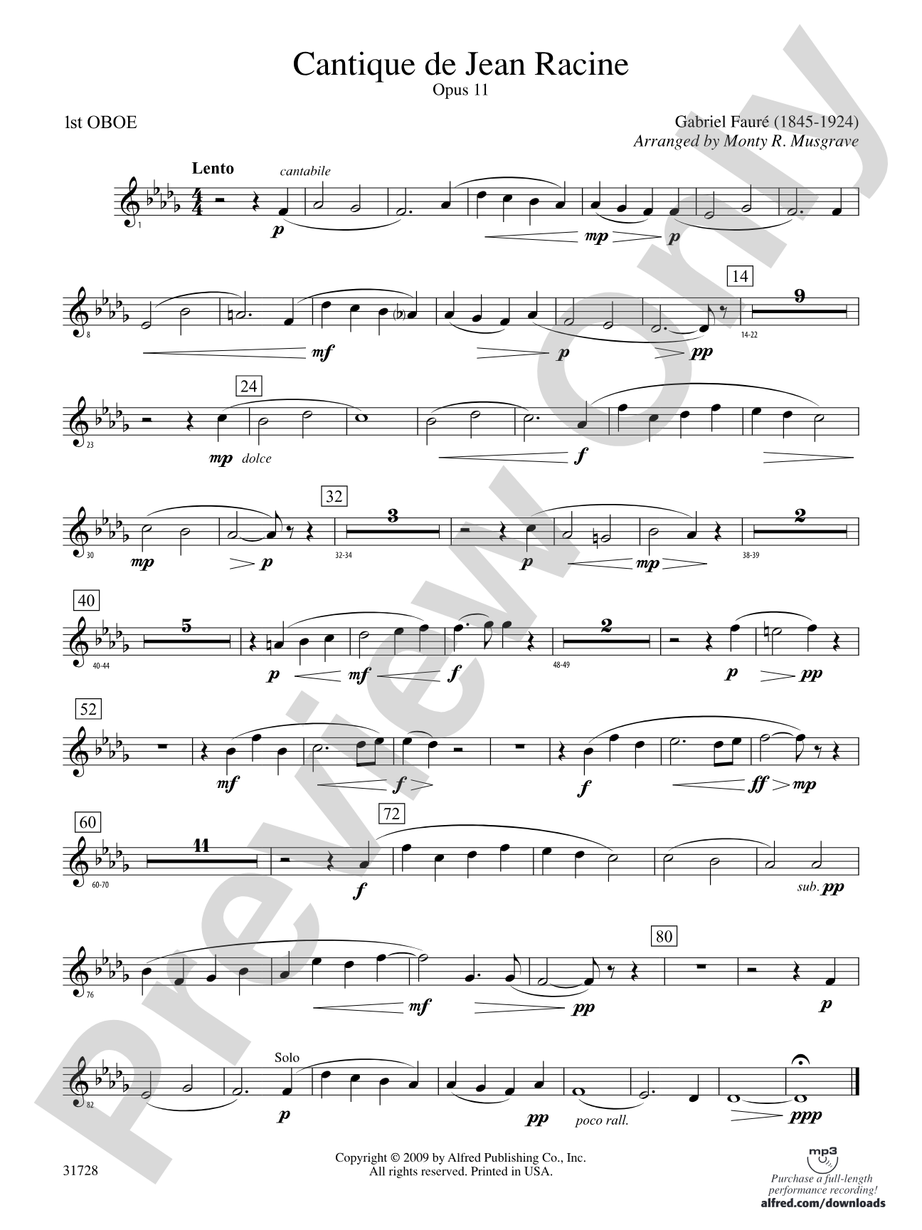 Cantique de Jean Racine: Oboe
