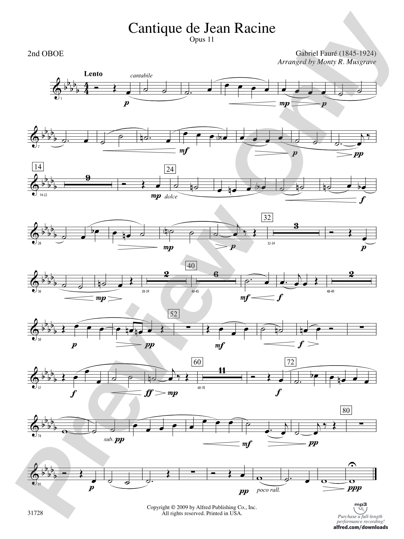 Cantique de Jean Racine: 2nd Oboe