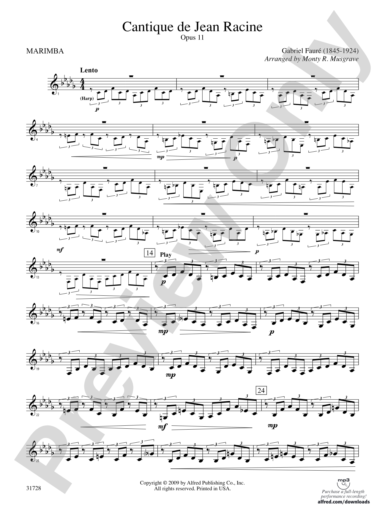 Cantique de Jean Racine: 1st Percussion