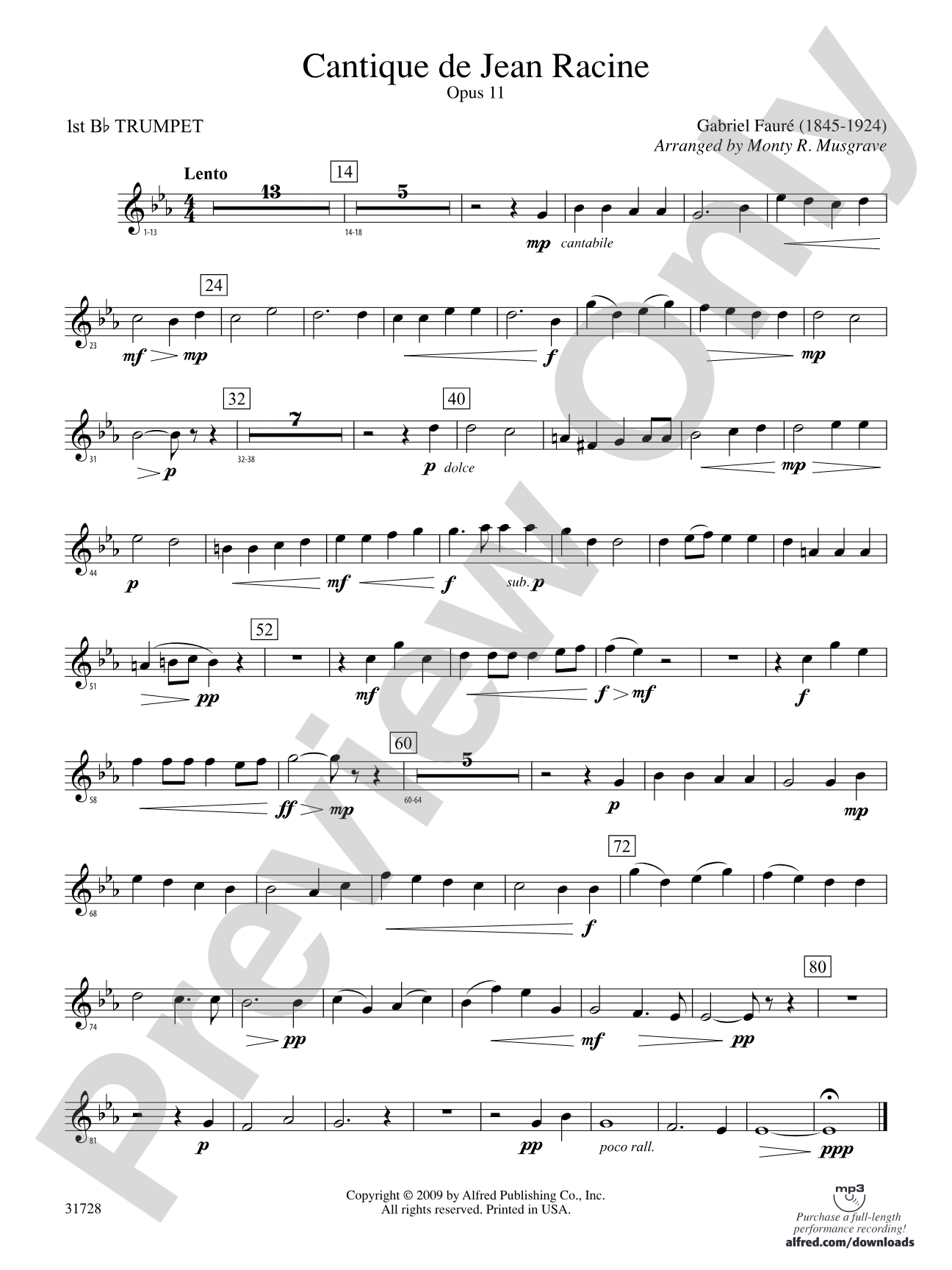 Cantique de Jean Racine: 1st B-flat Trumpet