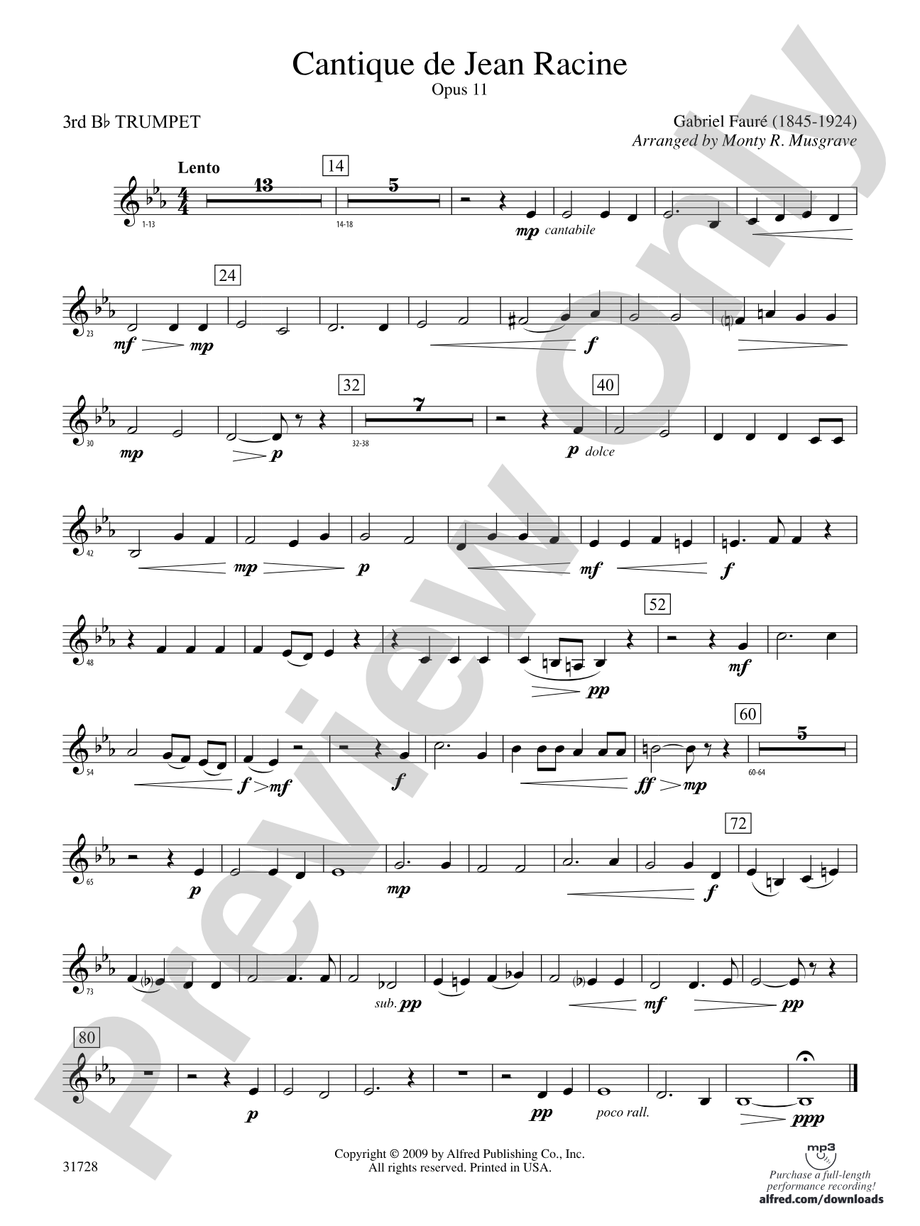 Cantique de Jean Racine: 3rd B-flat Trumpet