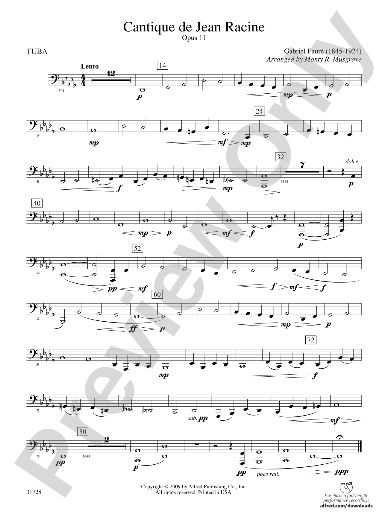 Cantique de Jean Racine: Tuba