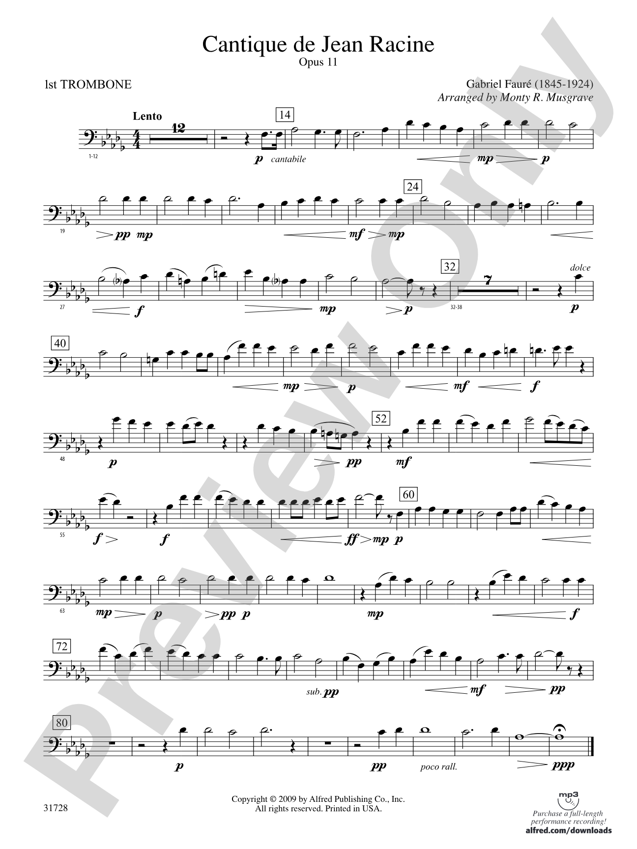 Cantique de Jean Racine: 1st Trombone