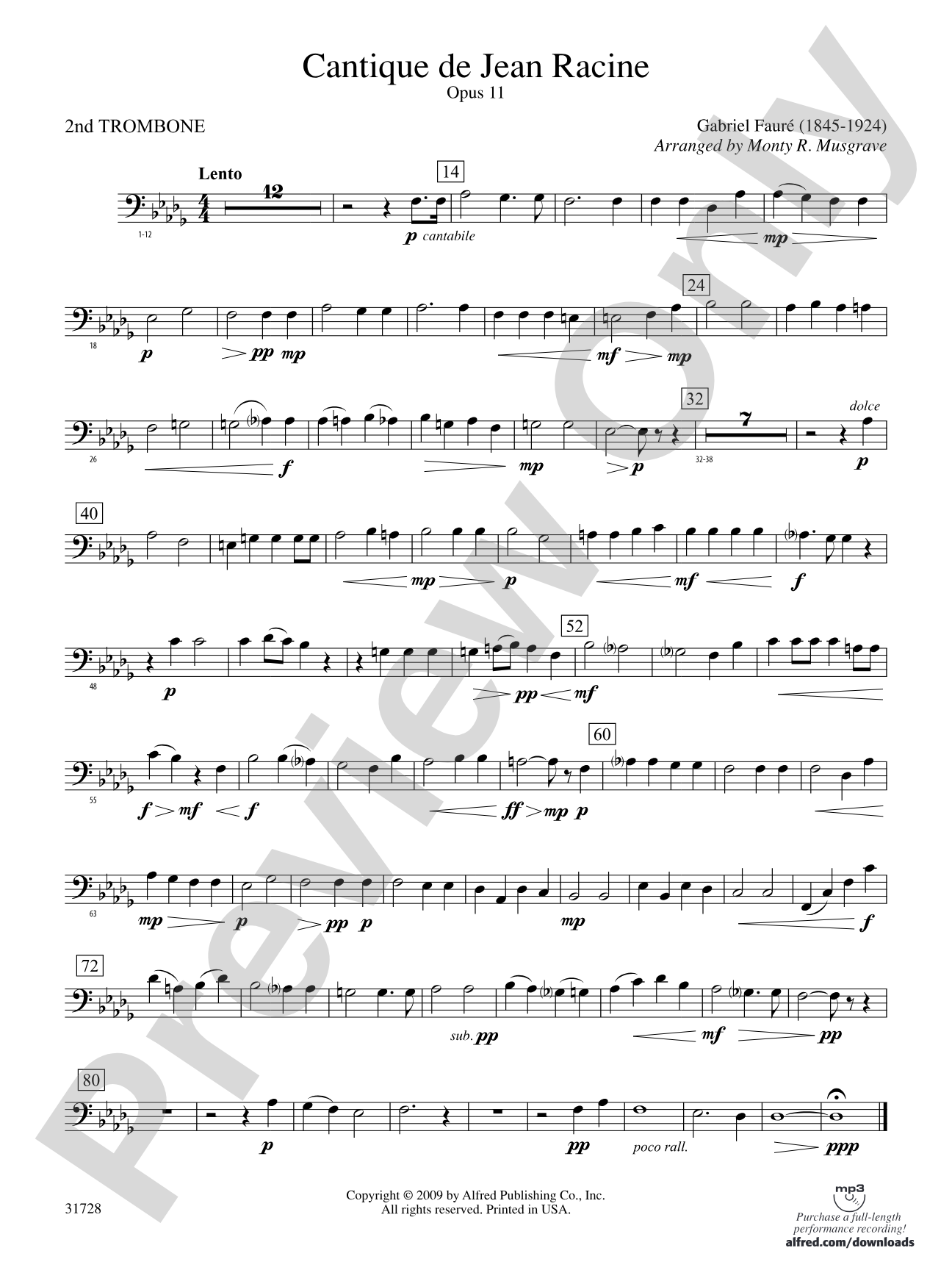 Cantique de Jean Racine: 2nd Trombone