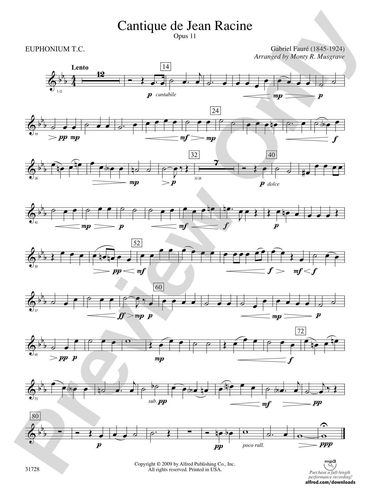 Cantique de Jean Racine: (wp) Baritone T.C.