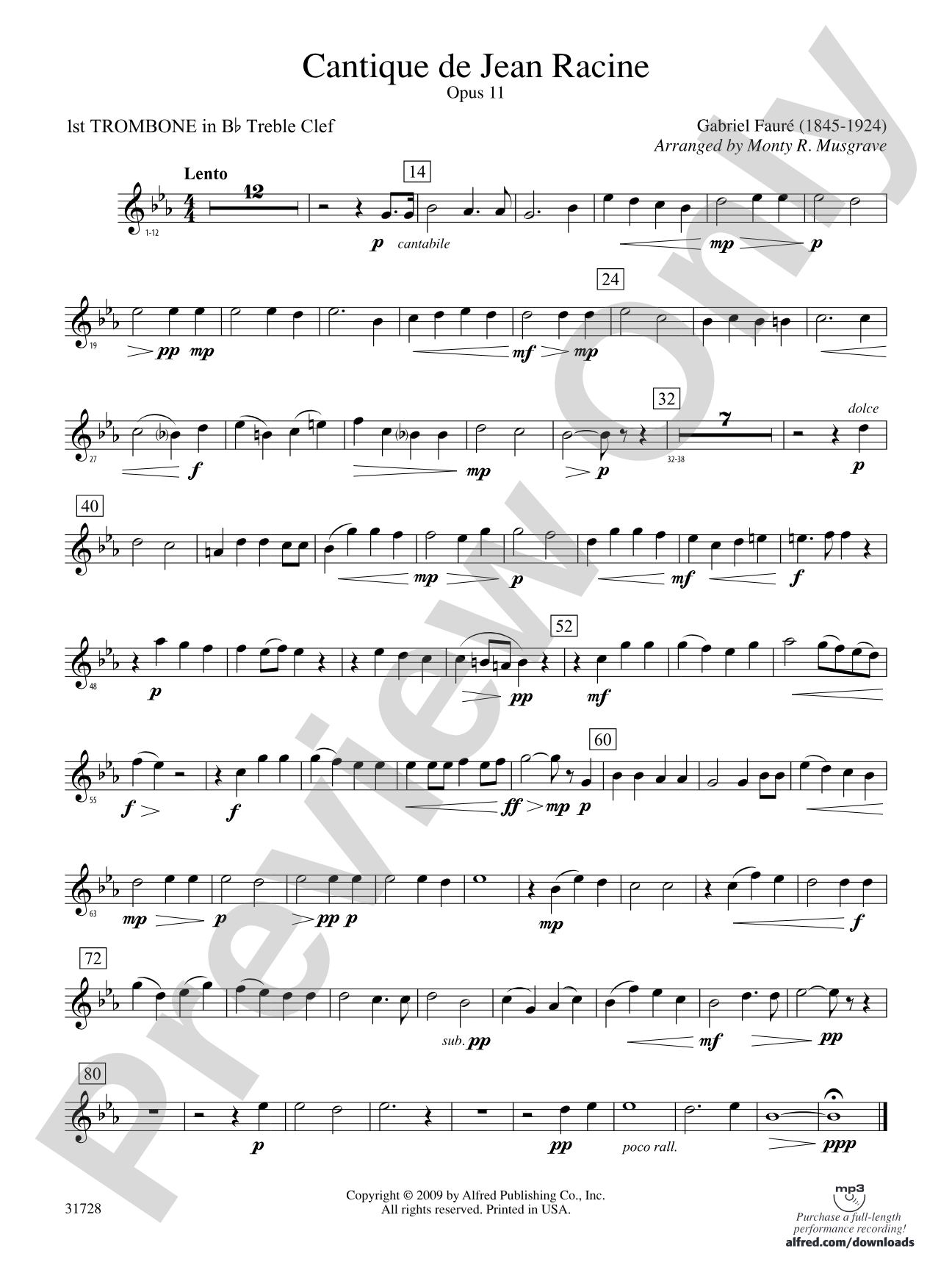 Cantique de Jean Racine: (wp) 1st B-flat Trombone T.C.