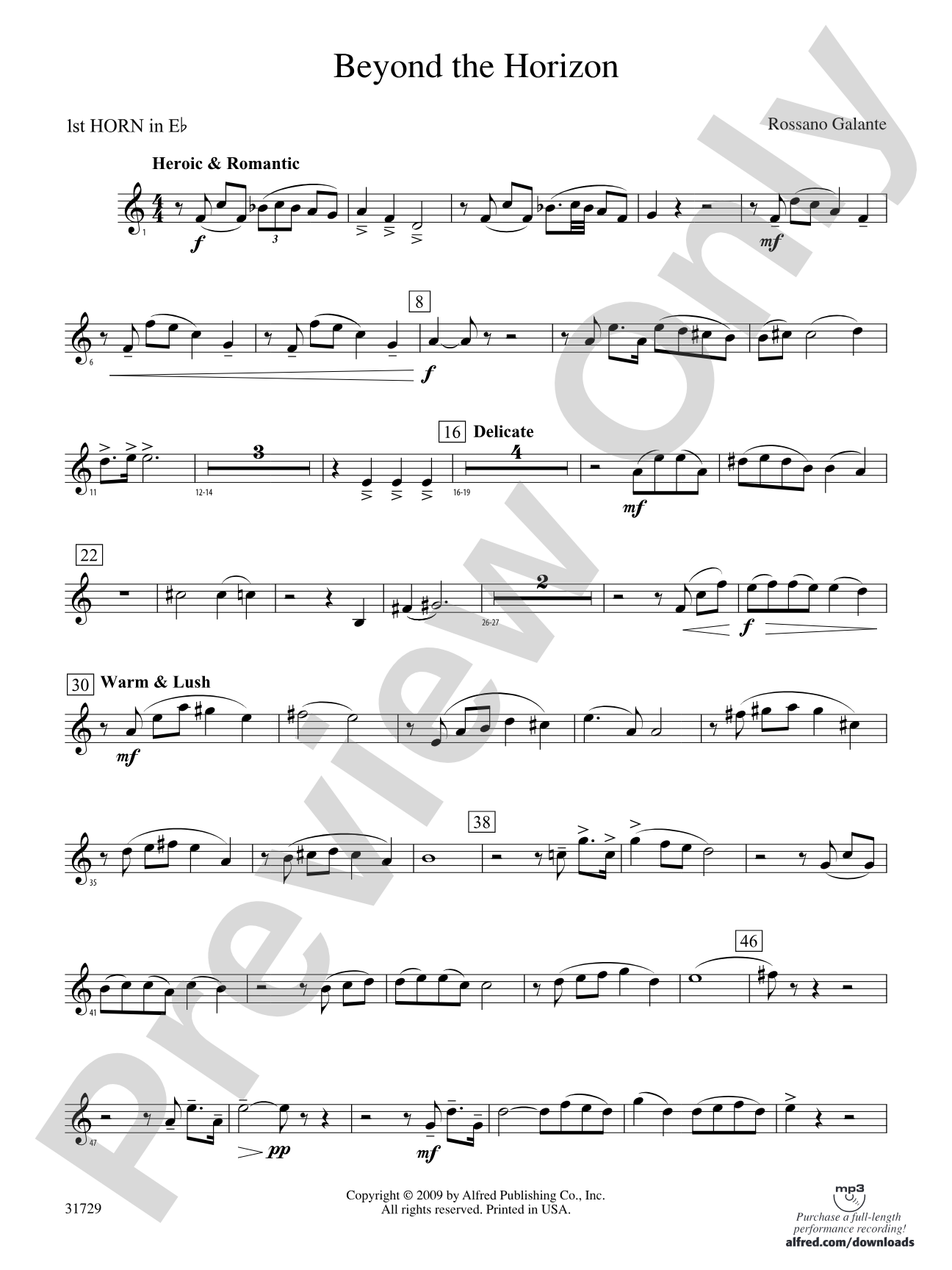 Beyond the Horizon: (wp) 1st Horn in E-flat