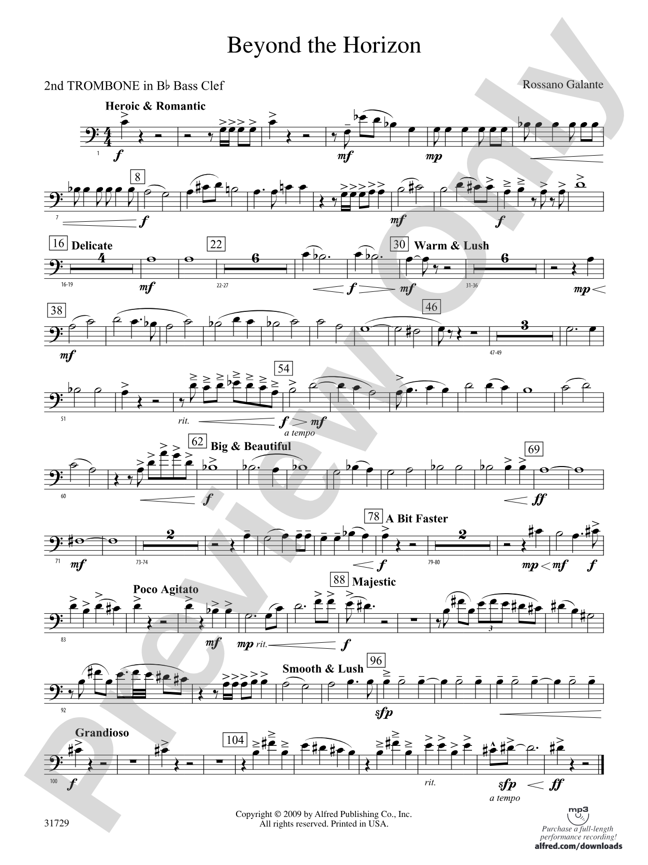 Beyond the Horizon: (wp) 2nd B-flat Trombone B.C.