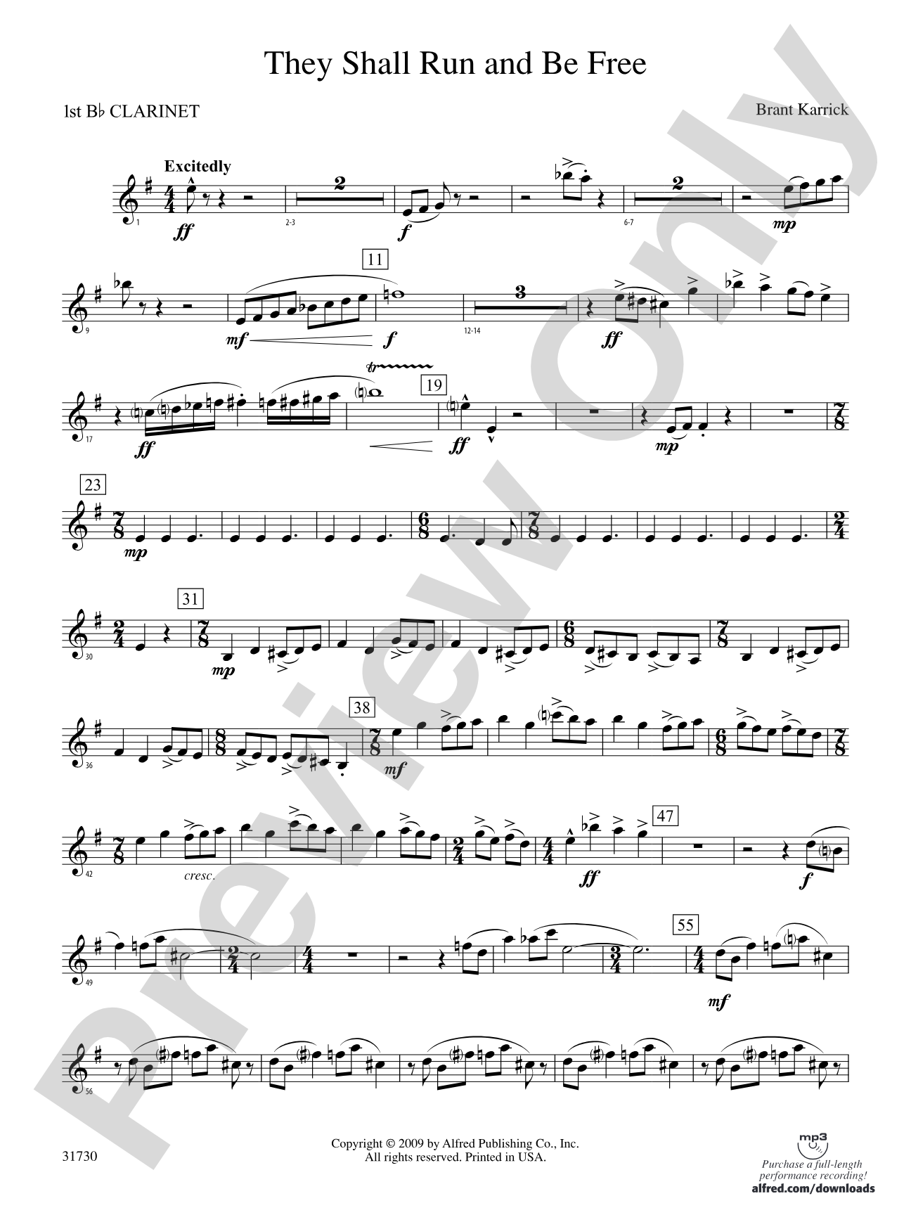 They Shall Run and Be Free: 1st B-flat Clarinet