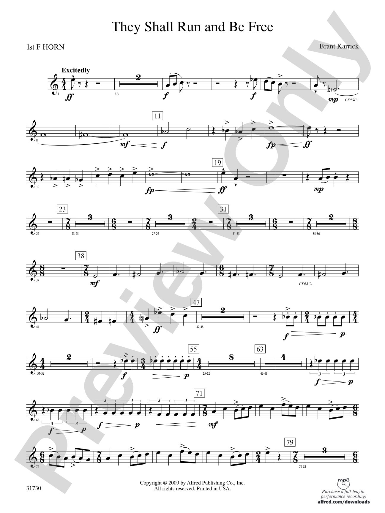 They Shall Run and Be Free: 1st F Horn