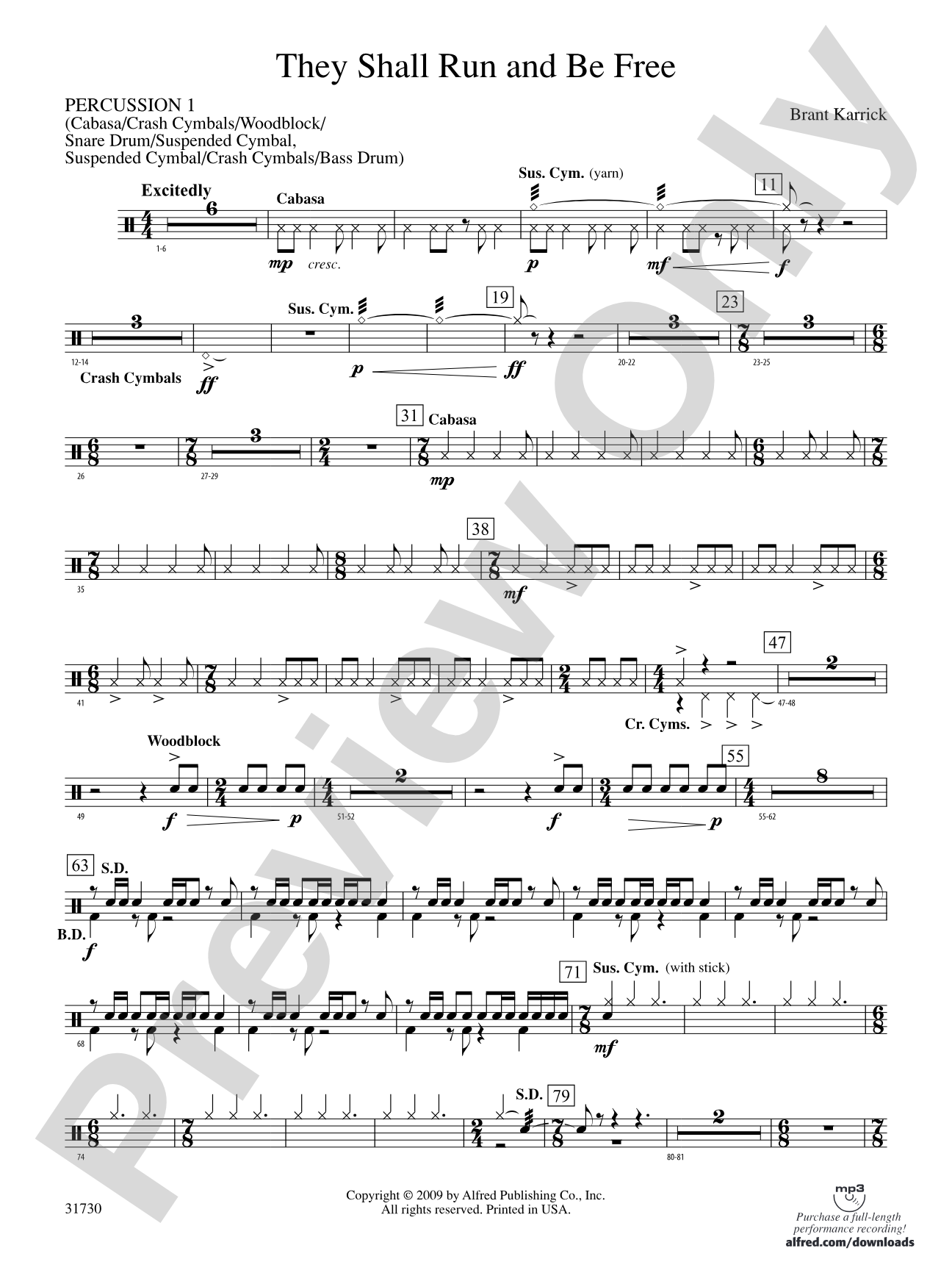 They Shall Run and Be Free: 1st Percussion