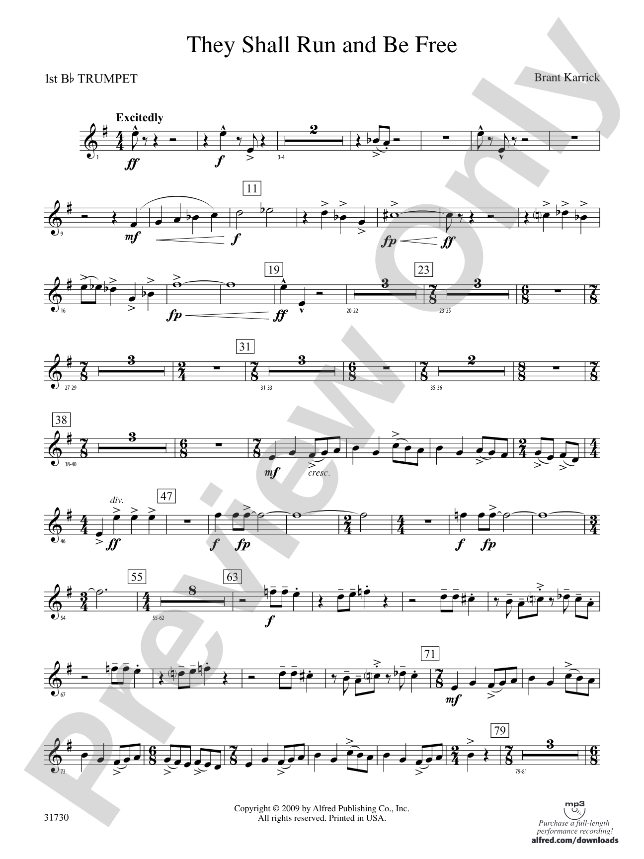 They Shall Run and Be Free: 1st B-flat Trumpet