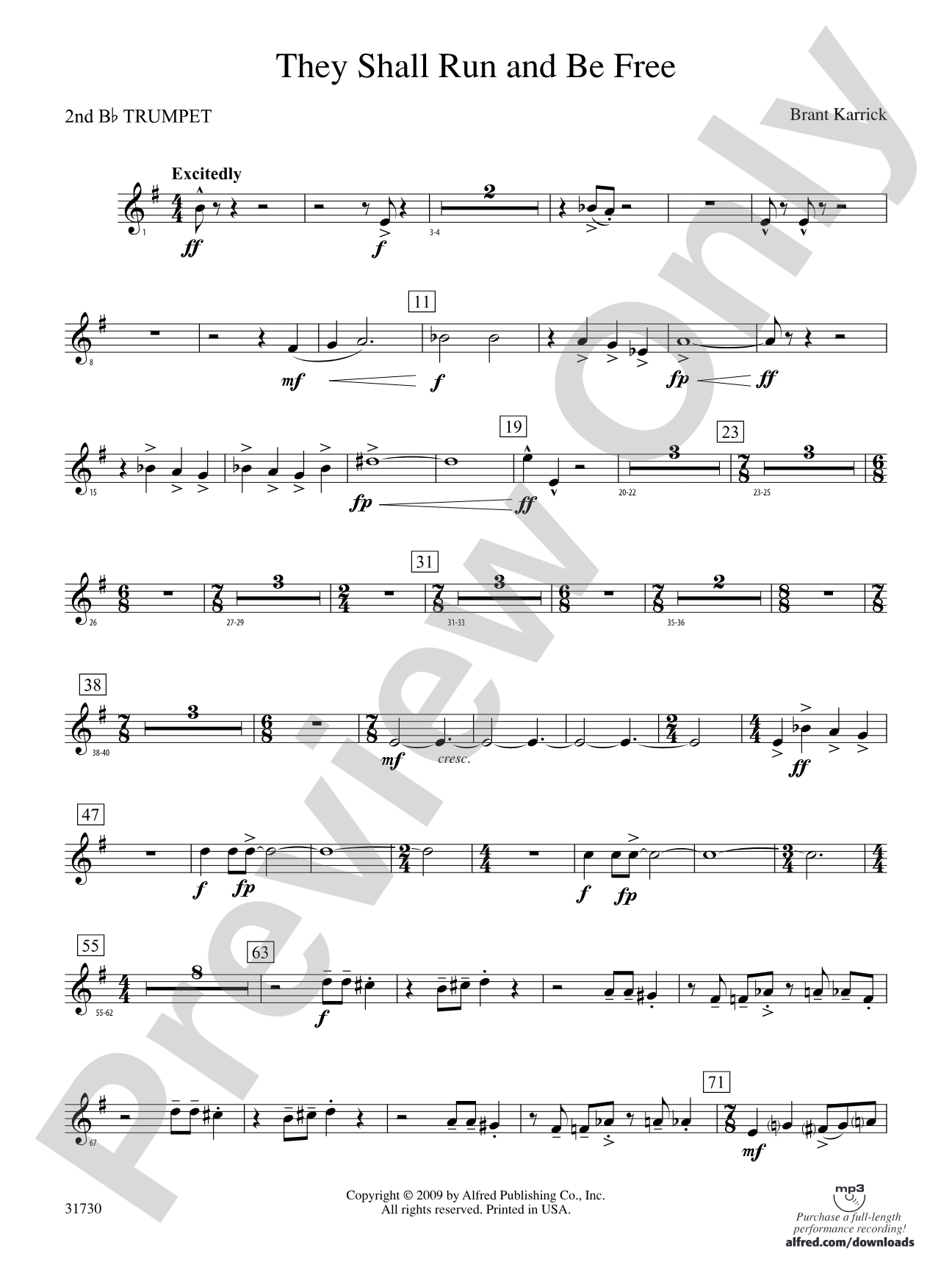 They Shall Run and Be Free: 2nd B-flat Trumpet