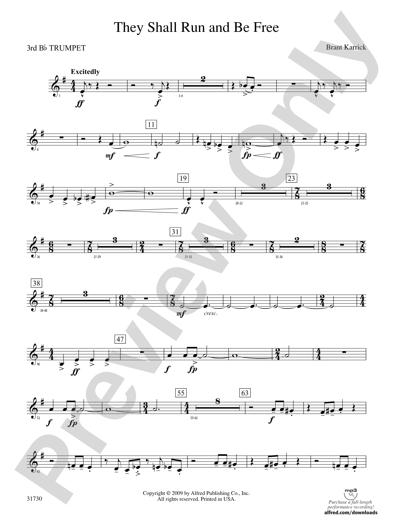 They Shall Run and Be Free: 3rd B-flat Trumpet